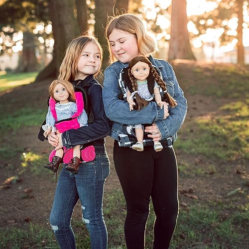 Miniatura 8 de THE QUEEN'S TREASURES Mochila portadora de muñecas rosa, blanca y negra y saco de dormir para muñecas, compatible con American Girl de 18 pulgadas y