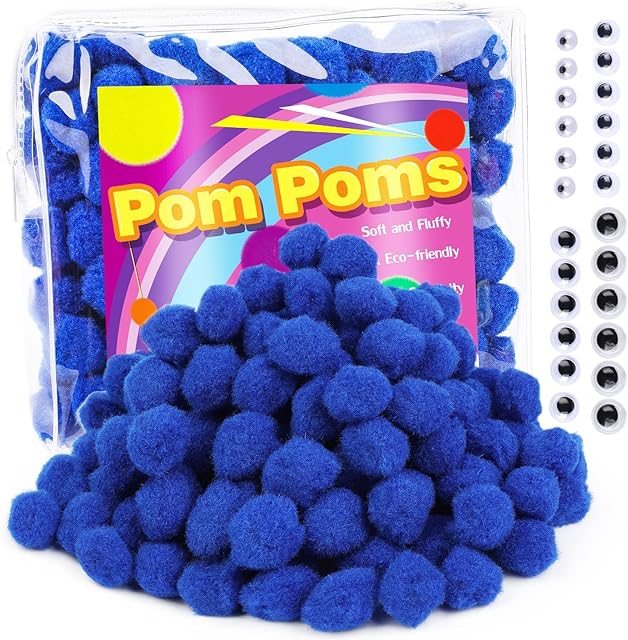 dipeer Bulk Pompoms,150 Pack 1 Inch Pom Poms Balls for Crafts, Fuzzy Balls Puff Balls, Blue Pom Pom Puff Balls for DIY Art Creative Crafts Decorations