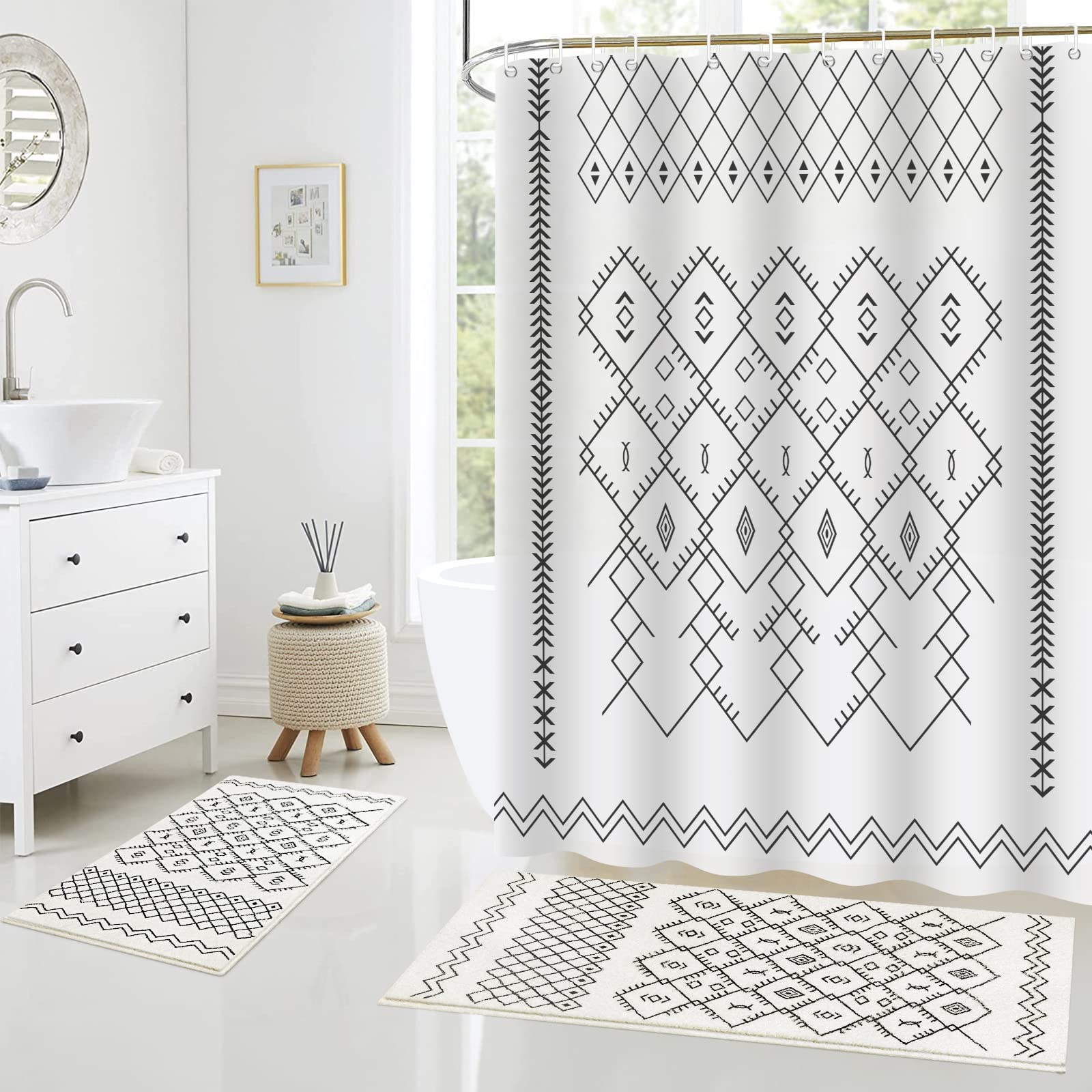 Sunhop Luxury Shower Curtain Set 3PCS, Bathroom Sets with Shower