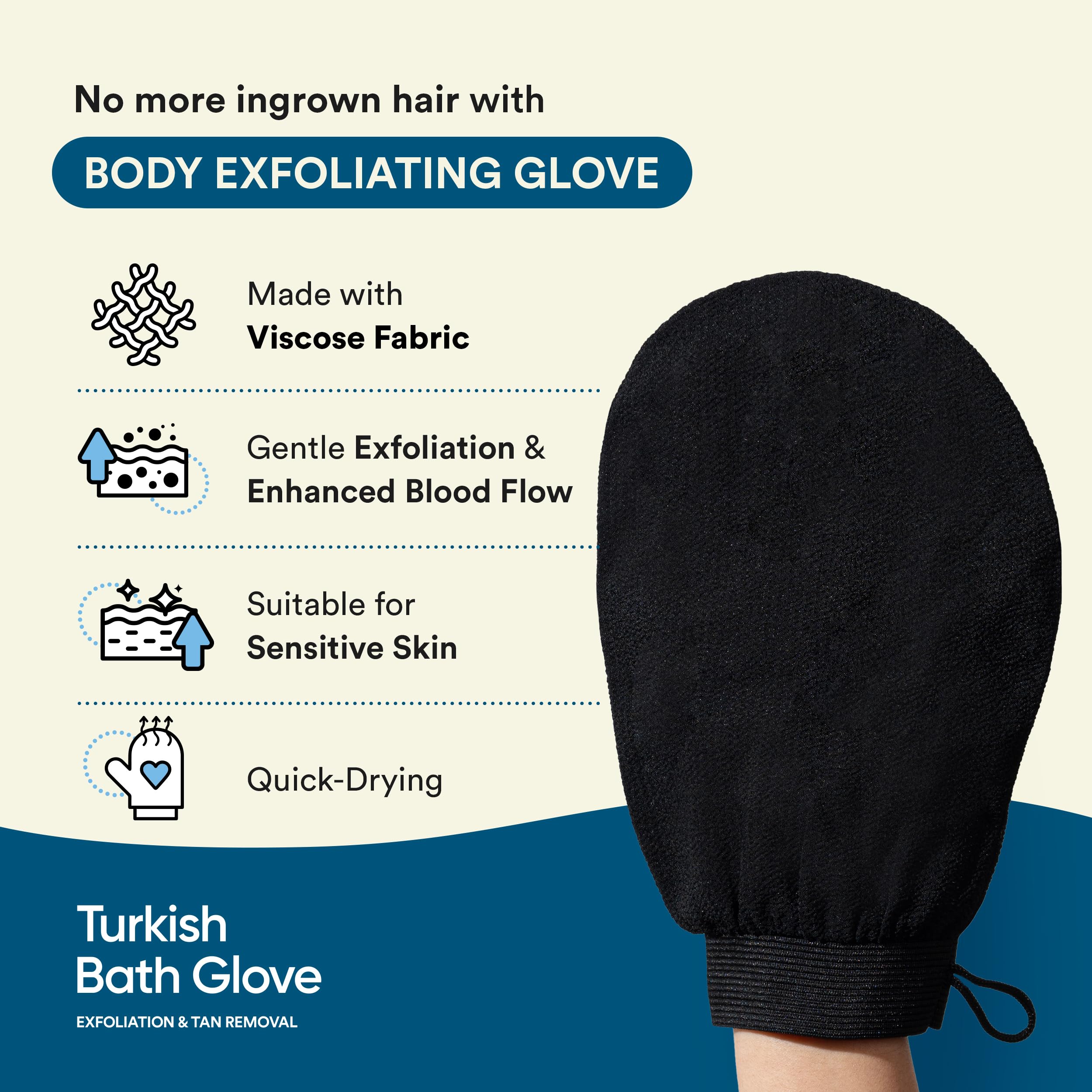 Bloom Turkish Bath Glove | (1 glove) | For Tan Removal and Exfoliation | Gently removes Dead Skin Cells | Improves Circulation - Image 4 thumbnail