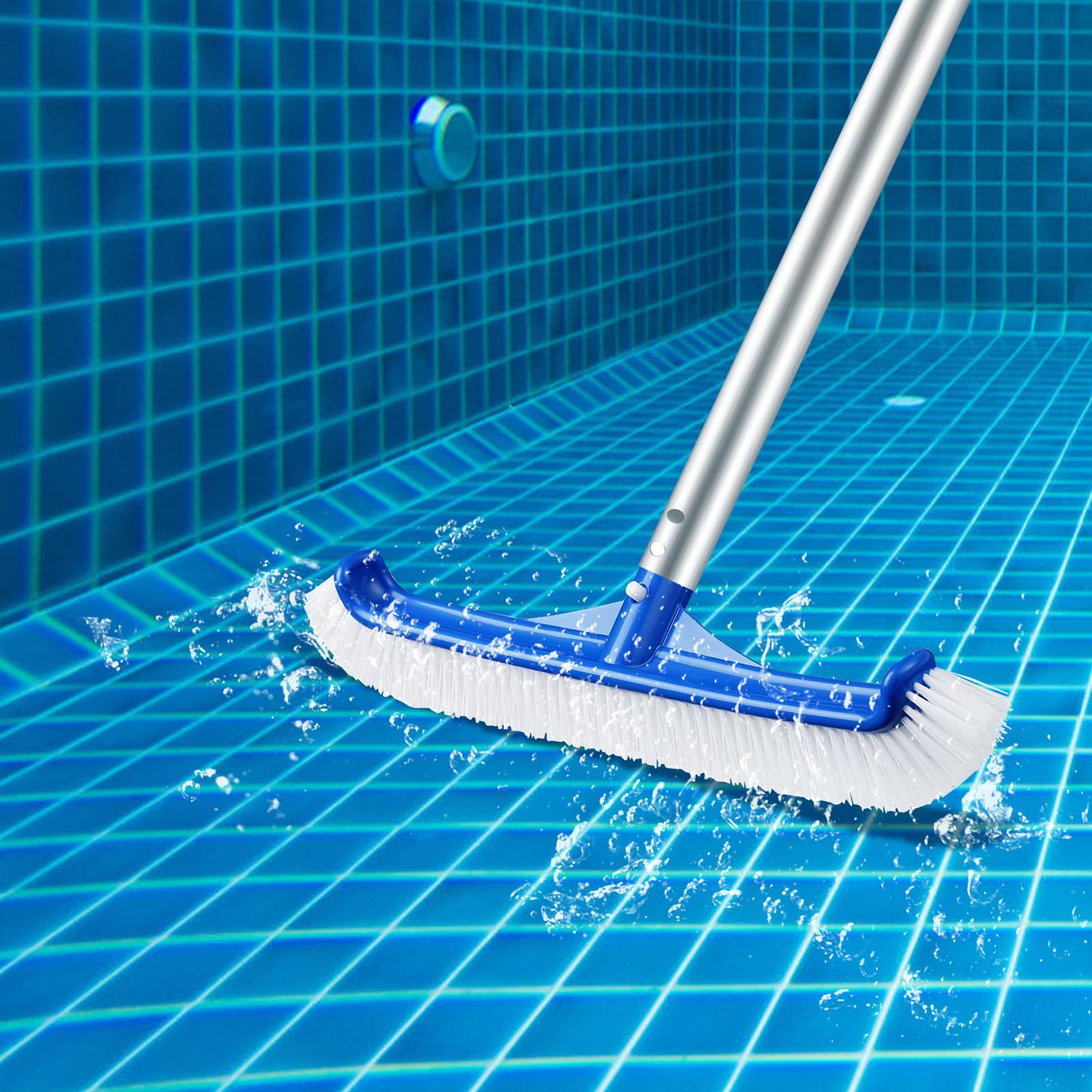 Brosse de Piscine 43cm Tête de Brosse Nettoyage Poils Nylon Extrémité Courbée