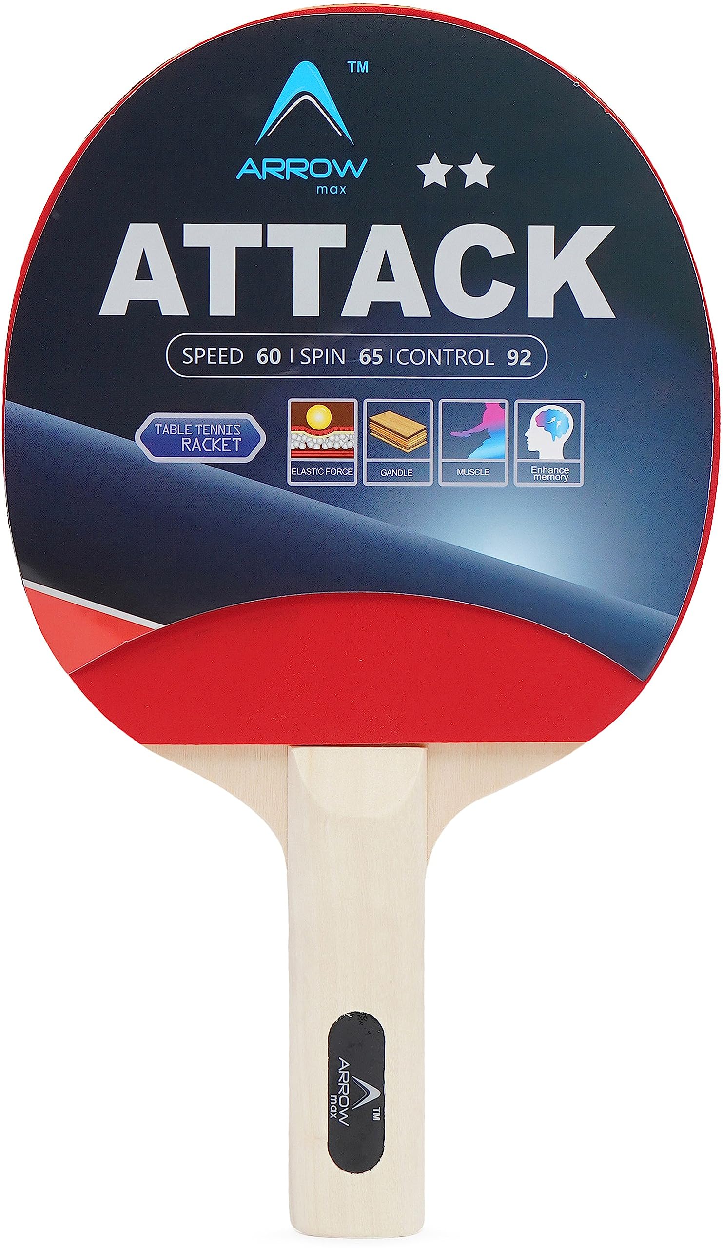 ArrowMax Attack by ONE Shot Retail Multicolor Table Tennis Racquet (Pack of: 1, 250 g)-image-44