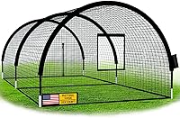 KuiBonu 22x12x8ft Portable Baseball Batting Cage Net - Backyard Softball Training with Zipper Door & Pitching Machine Hole