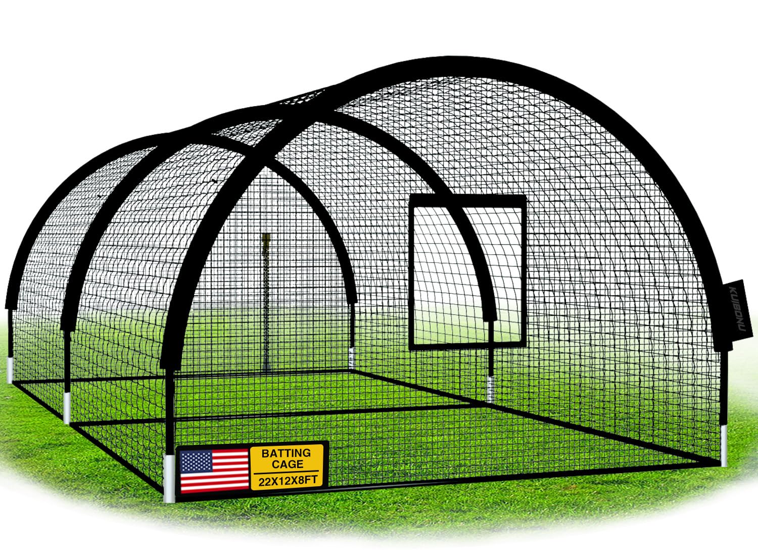Baseball Batting Cage Net - Batting Cages for Backyard 22x12x8ft Portable Baseball and Softball Batting Cages, Zipper Door with Pitching Machine Hole for Backyard Batting Training