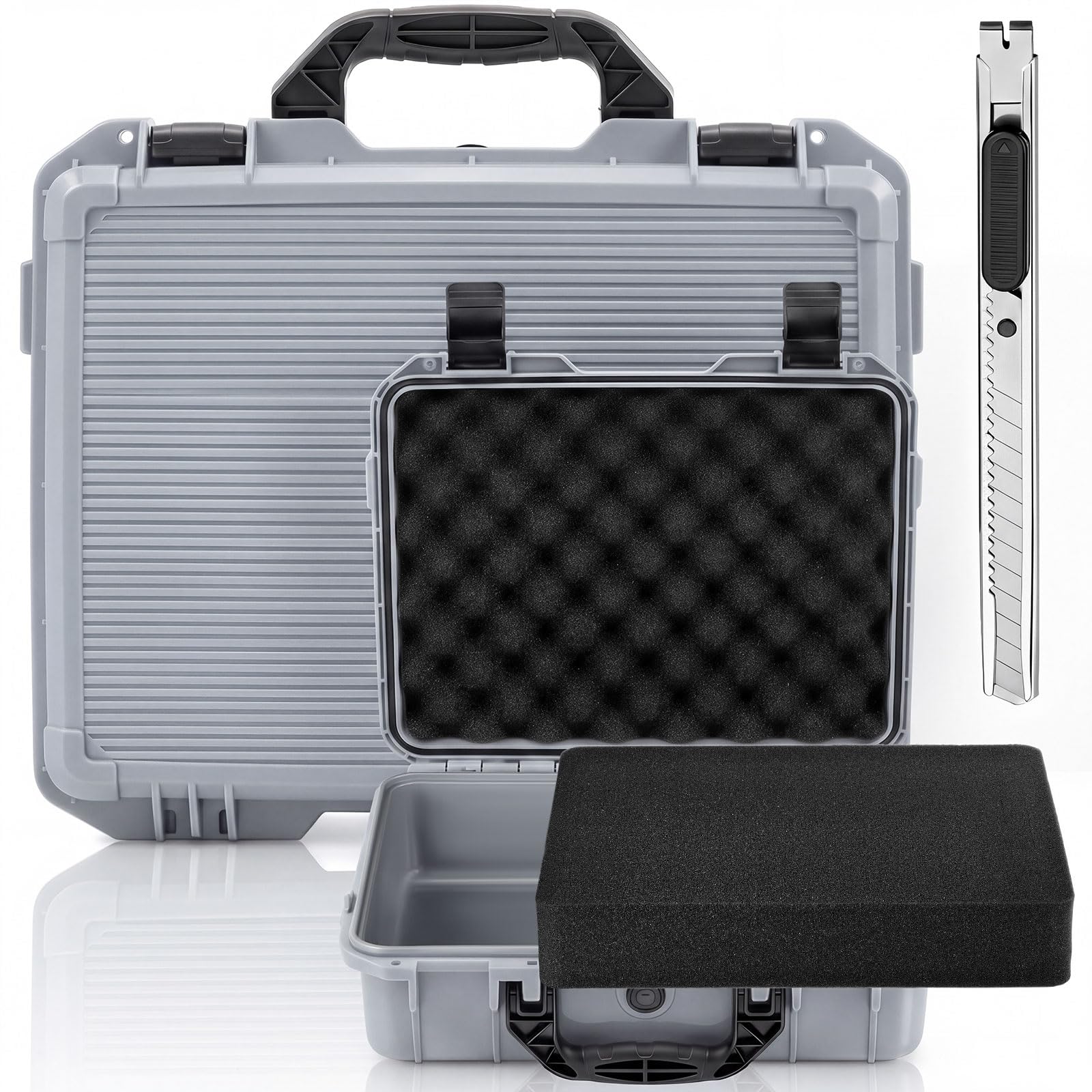Relaxweex 13.78 x 11.02 x 4.33 Inch Hard Case, Stripe Shell, Gray