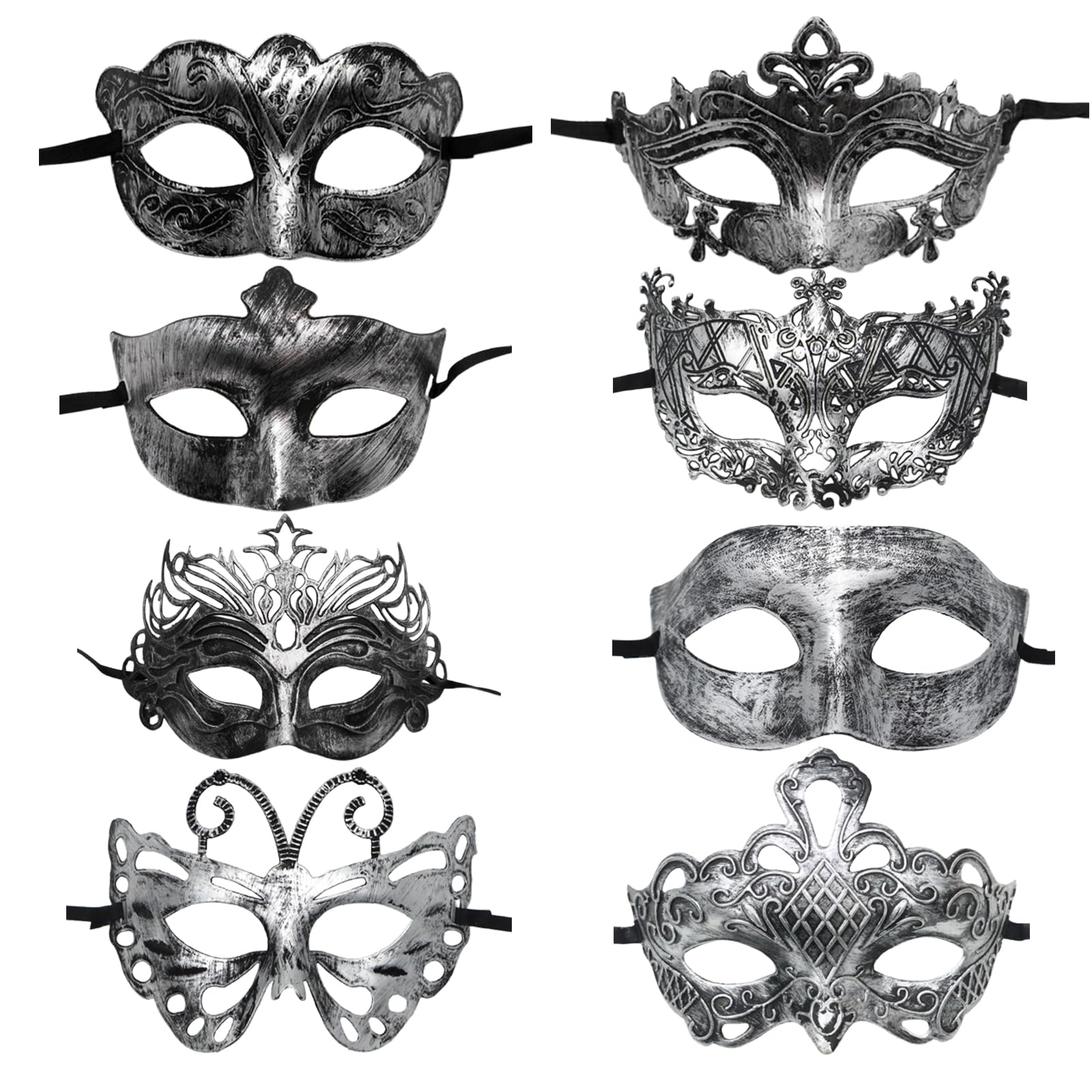 Eterspr Pack of 8 Vintage Antique Masks, Women Unisex Mask for Ball Party, Masquerade Venetian Mask, Men Women Carnival Halloween Costume Party