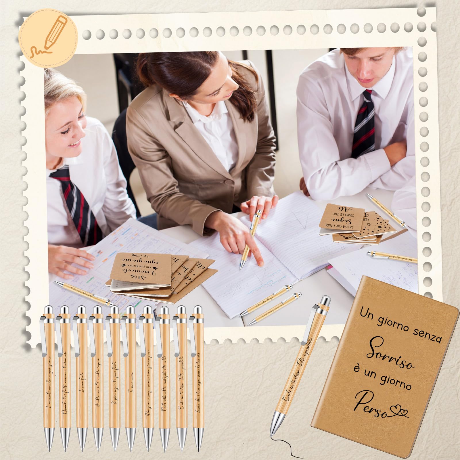 Tenare 12 Set Regalo Motivazionale Insegnanti Quaderni Ispirazione Italiana 12,4 x 8cm Mini Diario Penne Sfera