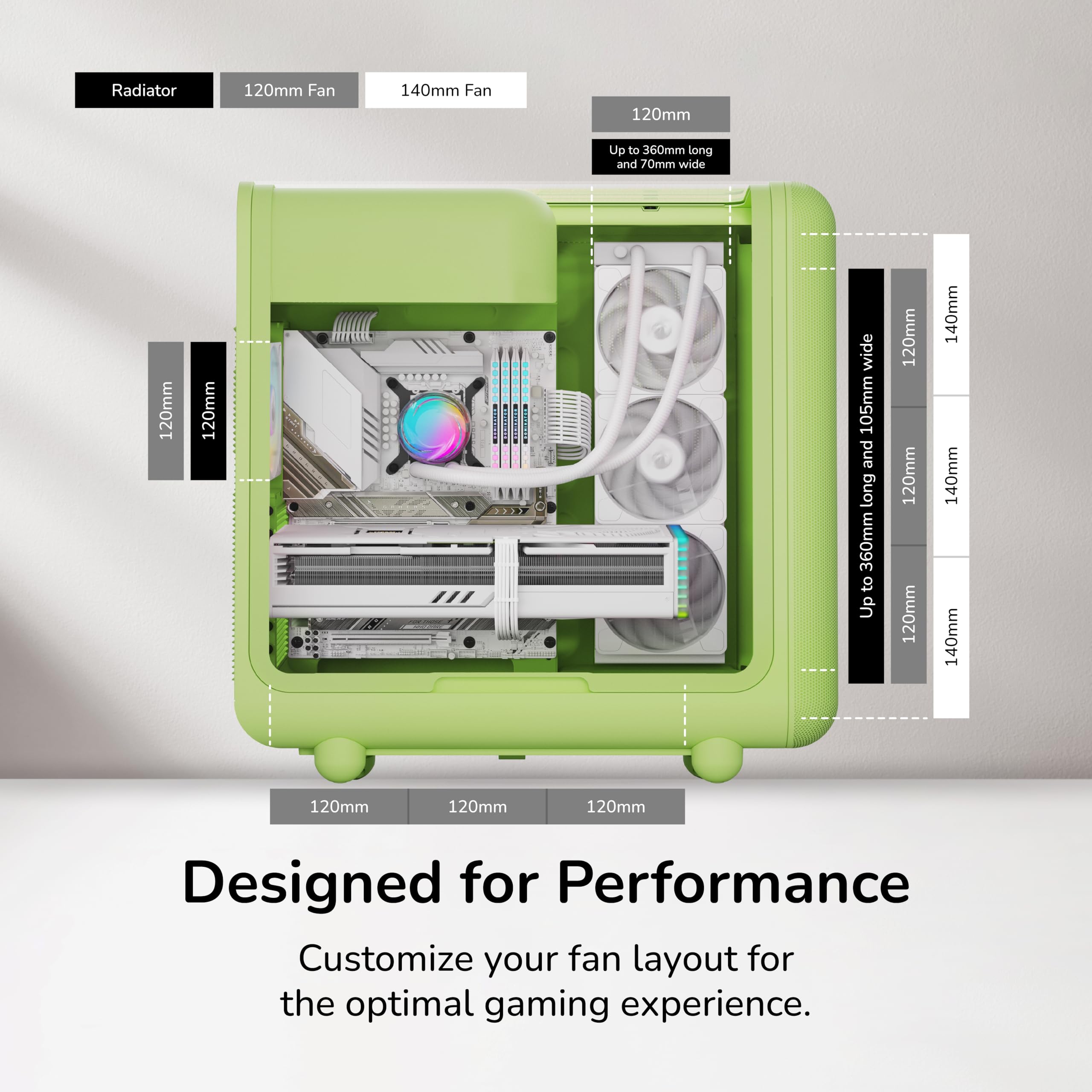 Hyte X50 Modern Performance ATX Mid-Tower PC Gaming Case - Matcha Milk (verde)