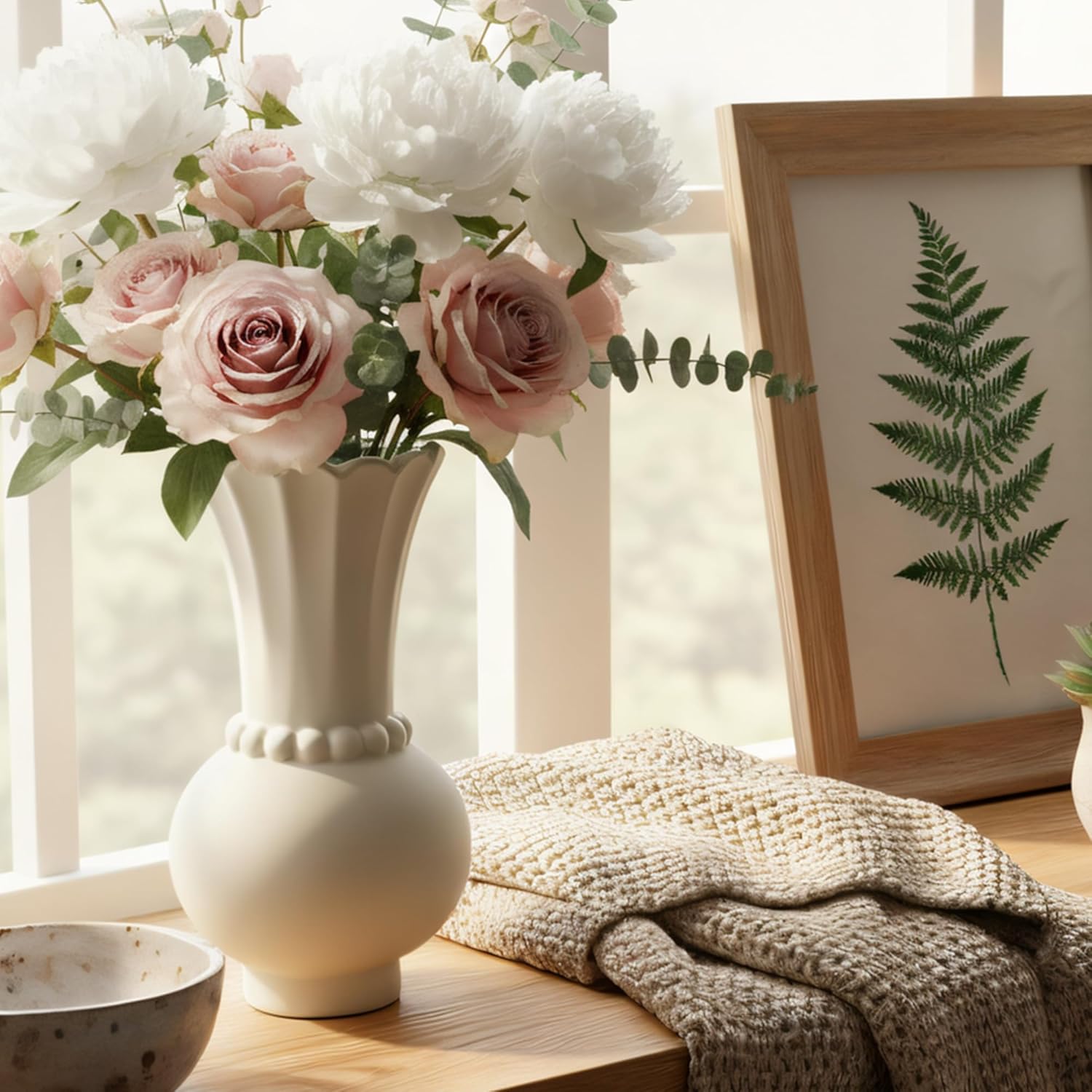 Modern Ceramic Vase - Grey, Perfect for Pampas Grass, Dried Flowers, Centerpieces - Image 2