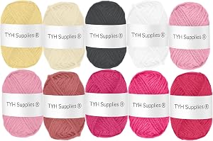 TYH Supplies BCK Collection Acrylic Yarn, 10 DK Light Worsted Mini Skeins for Crocheting & Knitting, Soft Craft Yarn for Amigurumi, Beginners, Small Projects, Curated Multicolor Assortment