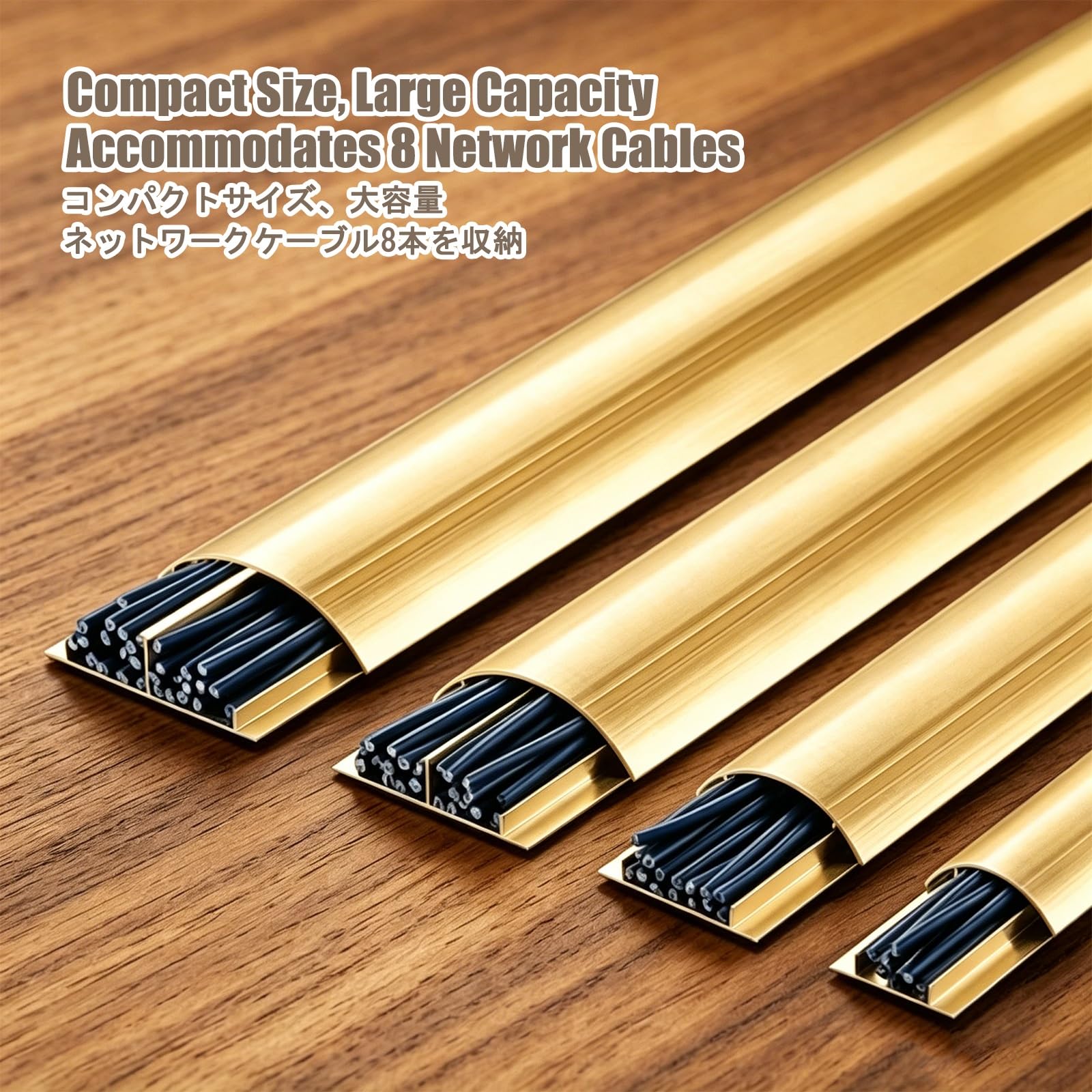 Canaletas para Cables Adhesivas, Protector Cables Suelo, Diseño semicircular Abierto, Adecuado para entornos domésticos, de Oficina, Escolares y de almacén.(Yellow Wood Grain,No. 5-3m)