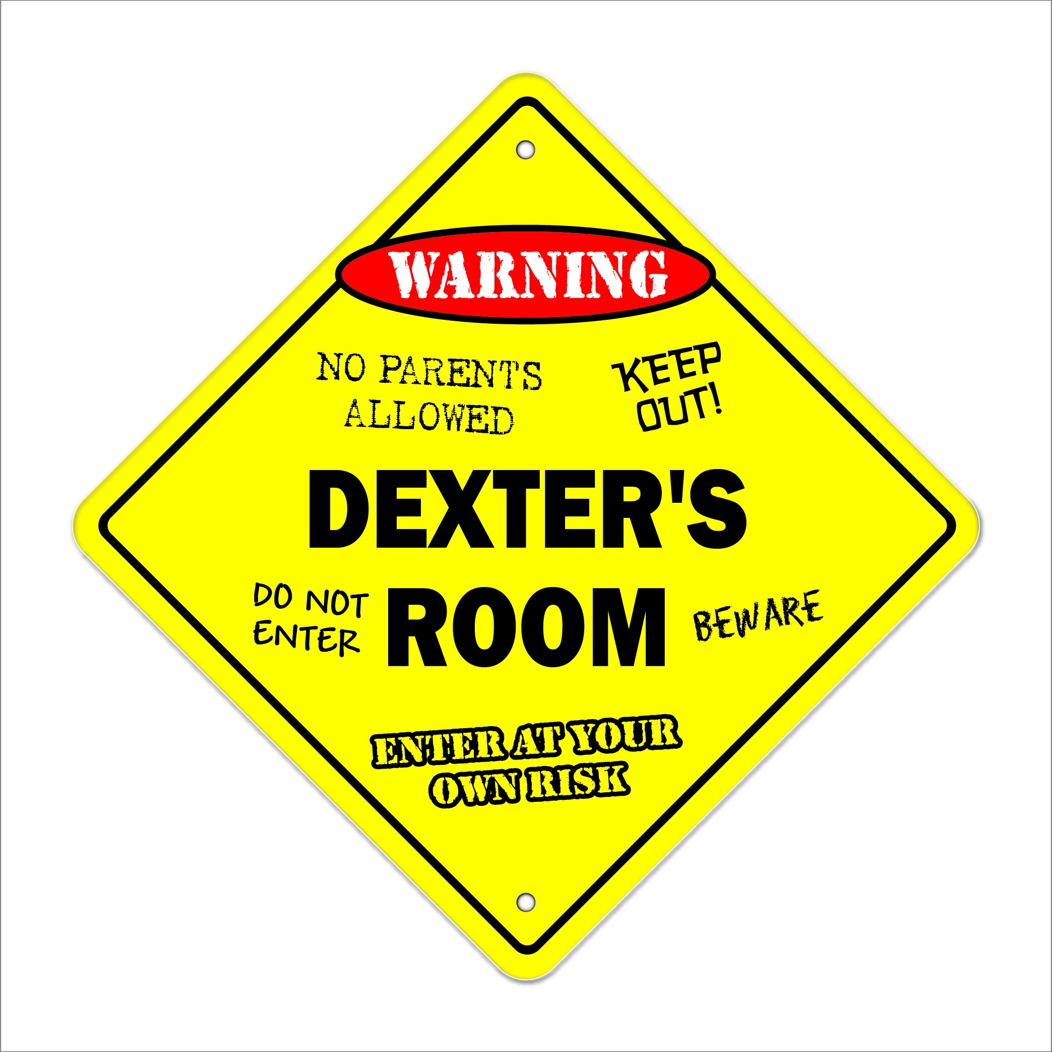 Dexter's Room Sign Crossing Zone Xing | Indoor/Outdoor | 12" Tall Kids Bedroom Decor Door Children's Name boy Girl