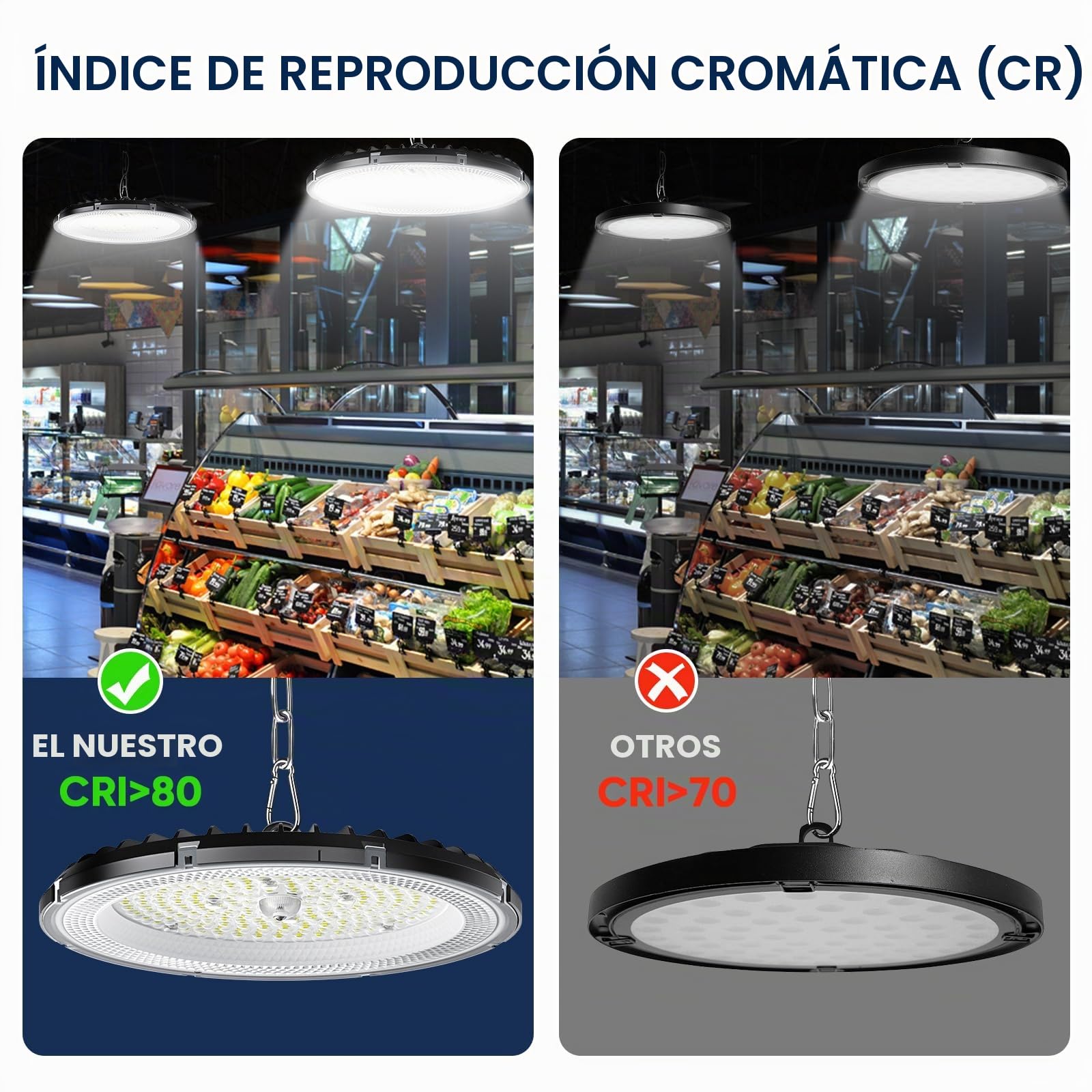 6 pack 100W UFO LED lámpara de taller, de alta luz de la bahía 15000LM, 6000K