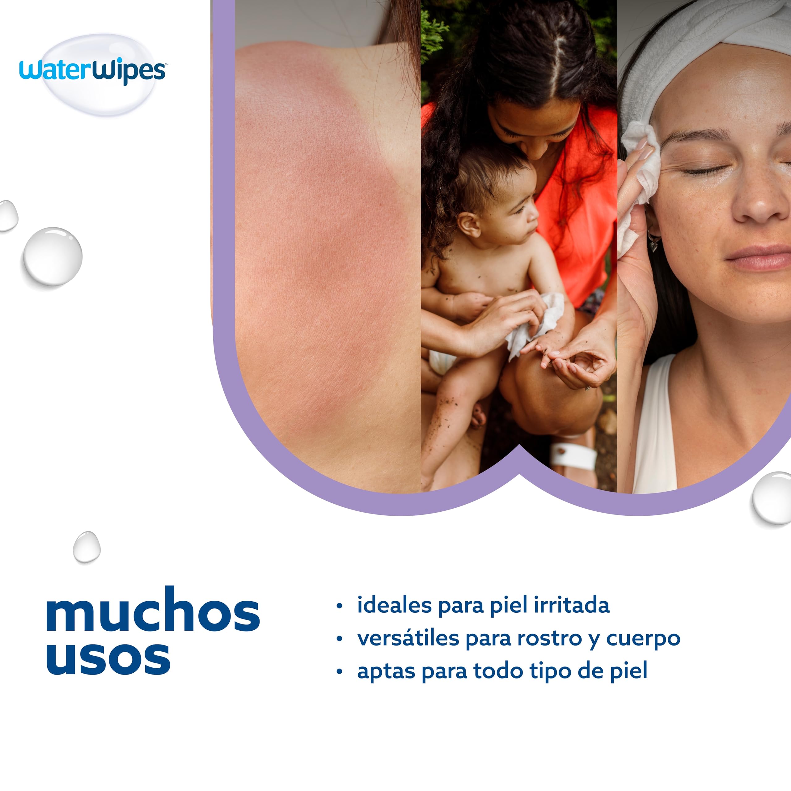 WaterWipes Sensitive+ Soothing Clean Wipes, Toallitas Calmantes, 720 unidades (paquete de 12), 3 en 1 Limpia, Cuida, Calma, 99% de agua con extracto botánico, Toallitas sin perfume para bebés
