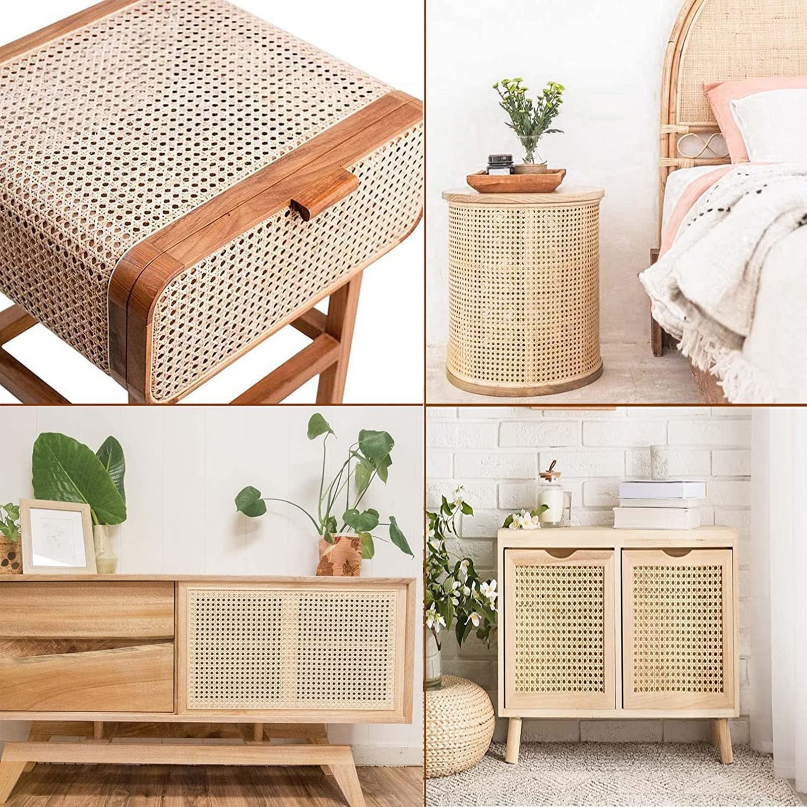 Rattanrolle 0,6 x 8 Meter (2 x 26,2 Fuß) - Rattanmaterial, geeignet für DIY-Projekte, perfekt für die Herstellung von Rattan-Esszimmerstühlen, Körben und Dekoartikeln.