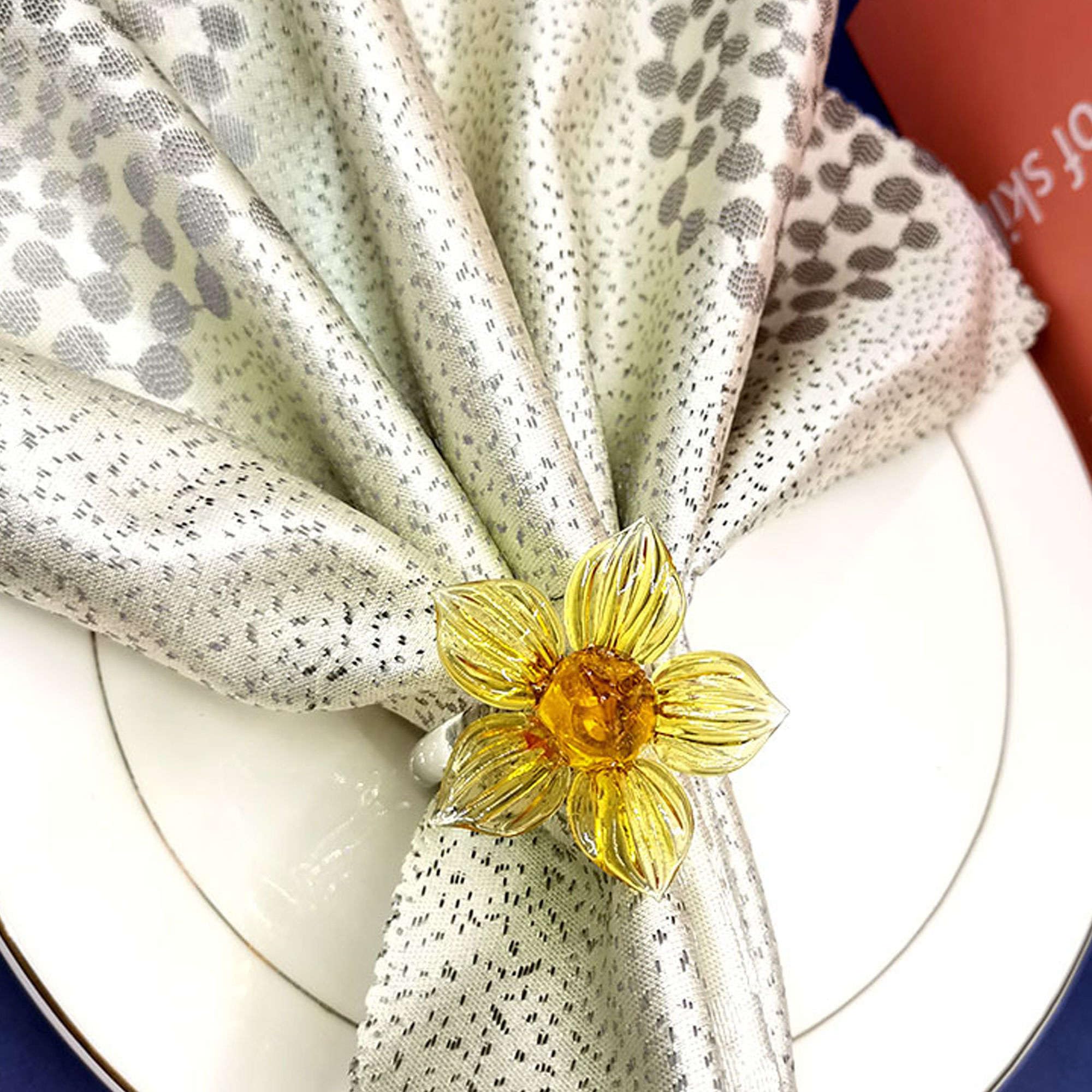 Portatovaglioli da tavolo, Fibbia porta tovagliolo in vetro girasole, set di 12 Portatovaglioli squisiti Anello in stoffa for la bocca for la decorazione della tavola di banchetti dell'hotel-Blue-1.57