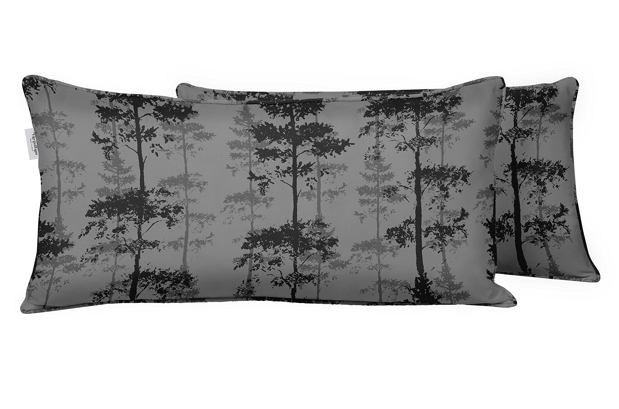 Vargottam Indoor/Outdoor Polyester Fabric Lumbar Pillow Cover, All-Weather Waterproof Rectangular Cushion Case for Patio Furniture, 12 x 24 Set of 2 -