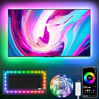 KSIPZE Luces LED para TV, retroiluminación LED de TV de 16.5 pies para televisores de 45 a 75 pulgadas, retroiluminación de TV RGB detrás de sincronización de música, aplicación Bluetooth, control de