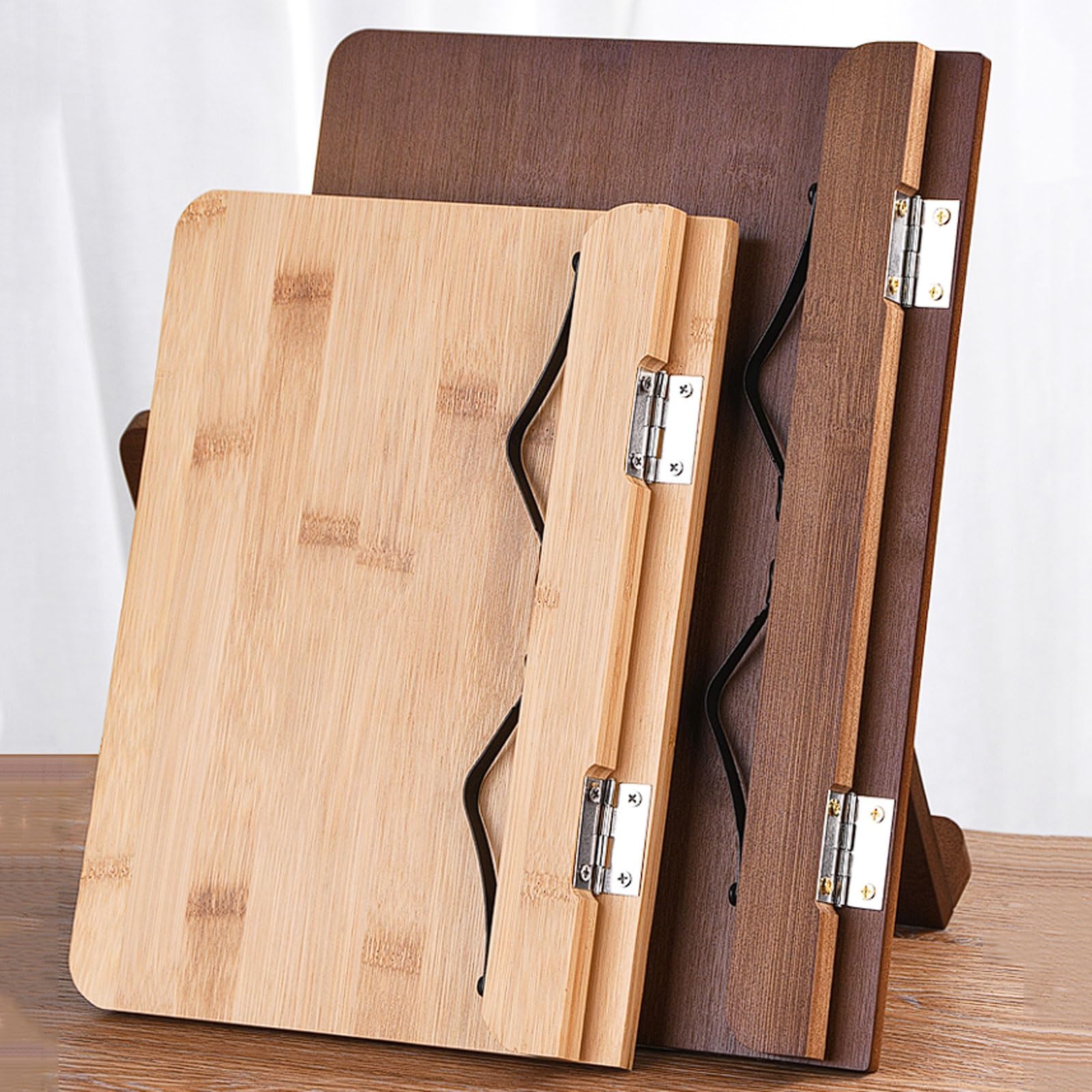 Support de lecture réglable en bambou, support livre à 6 positions for ordinateurs portables, tablettes et livres, bureau pliable for étudiants Livre de cuisine(Brown,Petit)