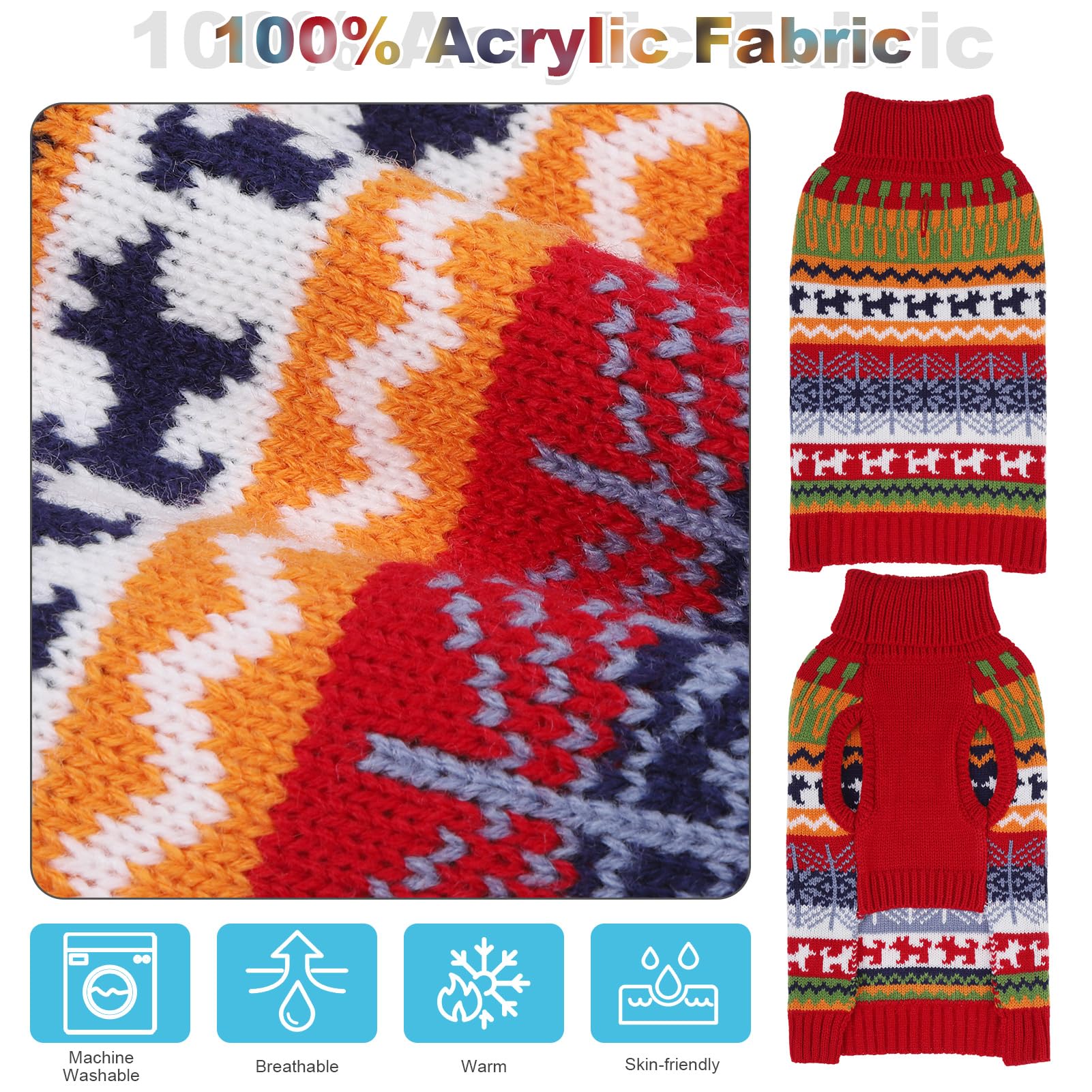 Suéter para perro - Abrigo de invierno con rayas coloridas para clima frío