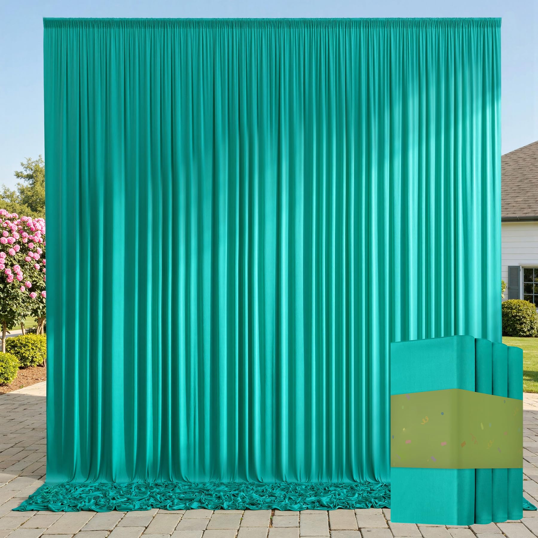 10ft x 10ft Wrinkle Free Black Backdrop Curtains for Parties, 2 Panels 5ftx10ft Polyester Photo Backdrop Drapes for Wedding Birthday Graduation Photography Background — view 9