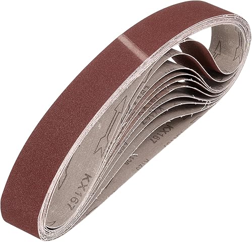 Miniatura 53 de HARFINGTON 3 correas de lijado de 18 pulgadas, 12 unidades de 60 granos de óxido de aluminio abrasivo de lijadora para carpintería, pulido de metal,