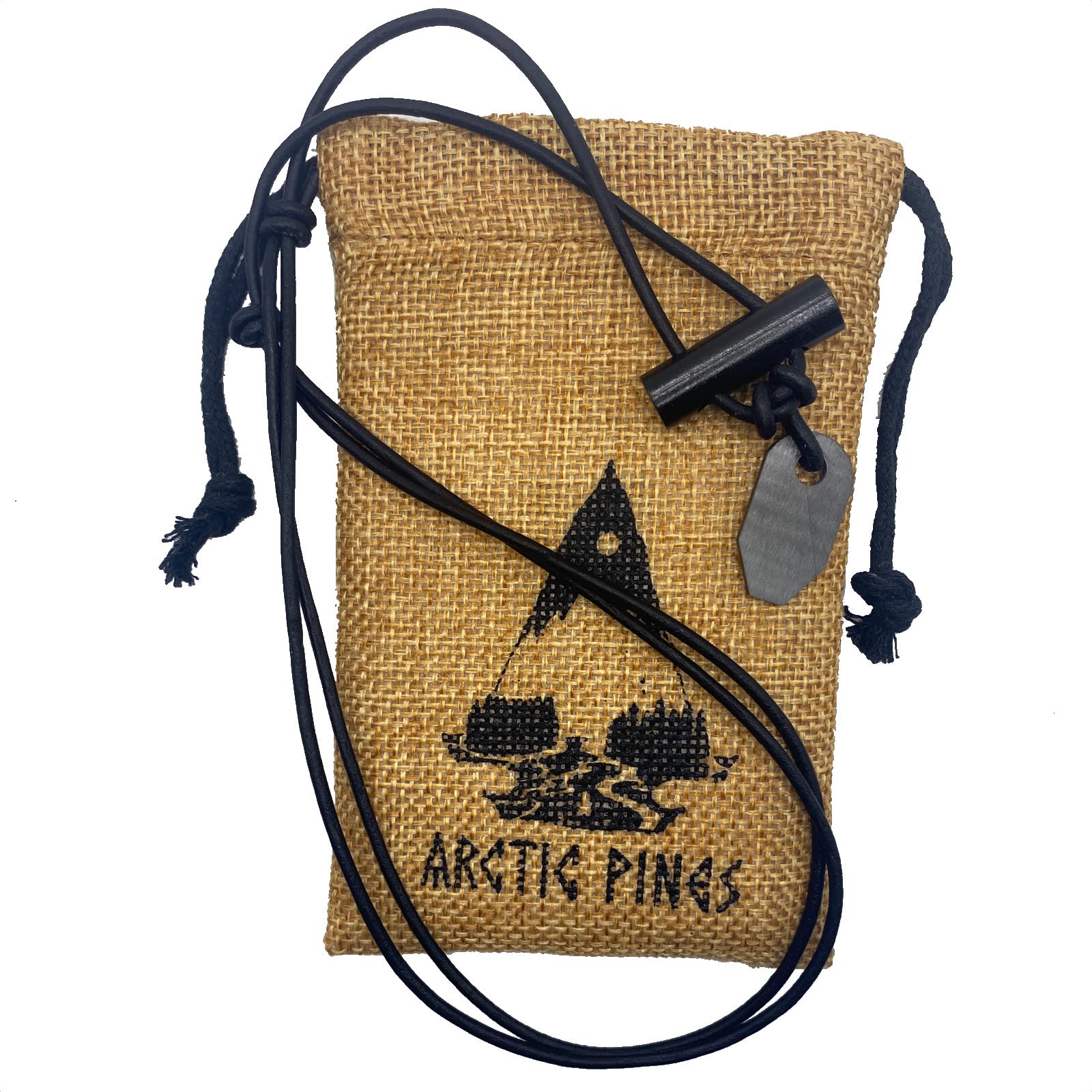 Fire Starter Necklace (Black Thin Cord, Black/Gray Striker)