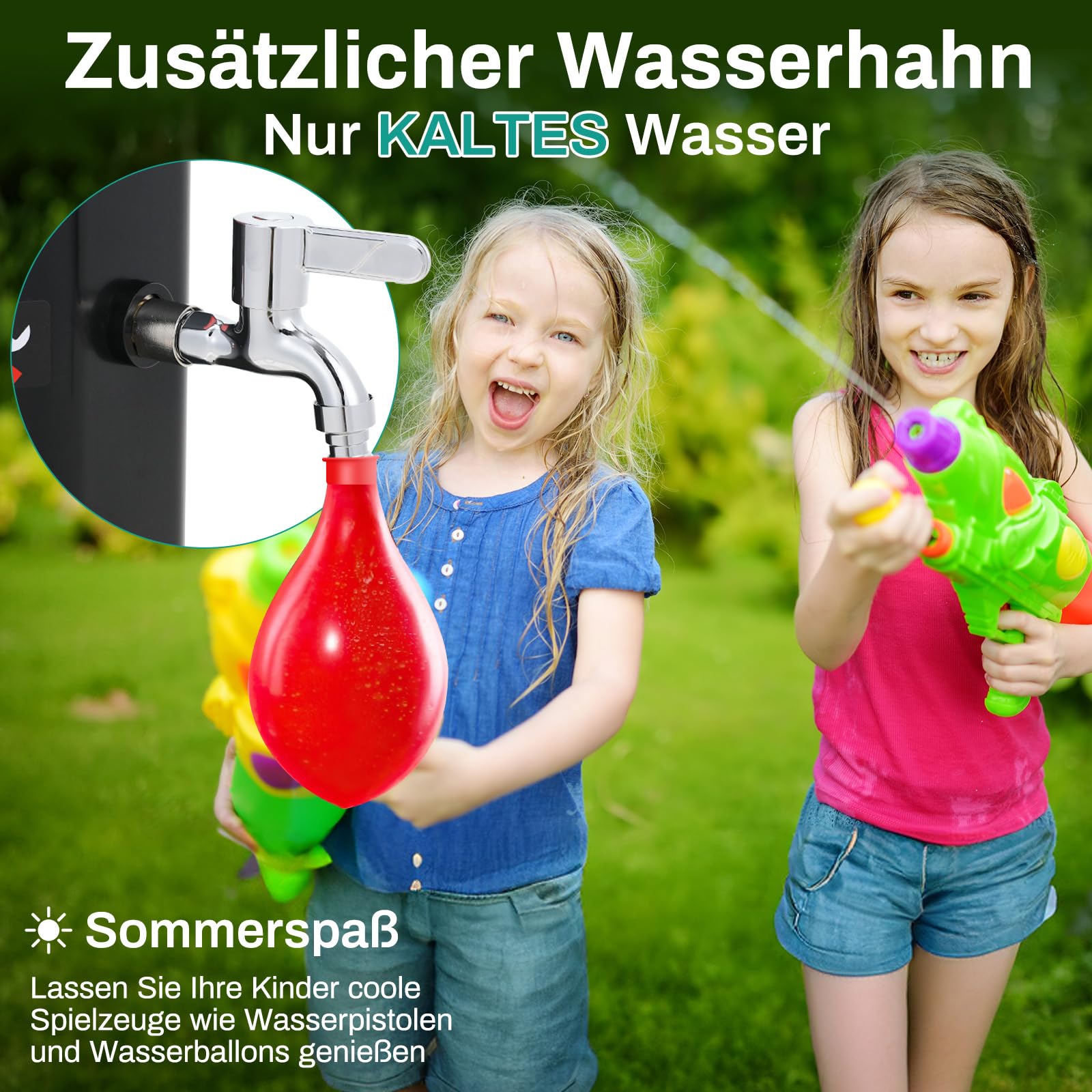 Ducha Solar 60 litros, Ducha de Jardín con Cabezal de Ducha, Grifo, Caja de Jabón y Cubierta Protectora, Temperatura del Agua hasta 60°C, Ducha de Piscina Camping sin Conexión Eléctrica