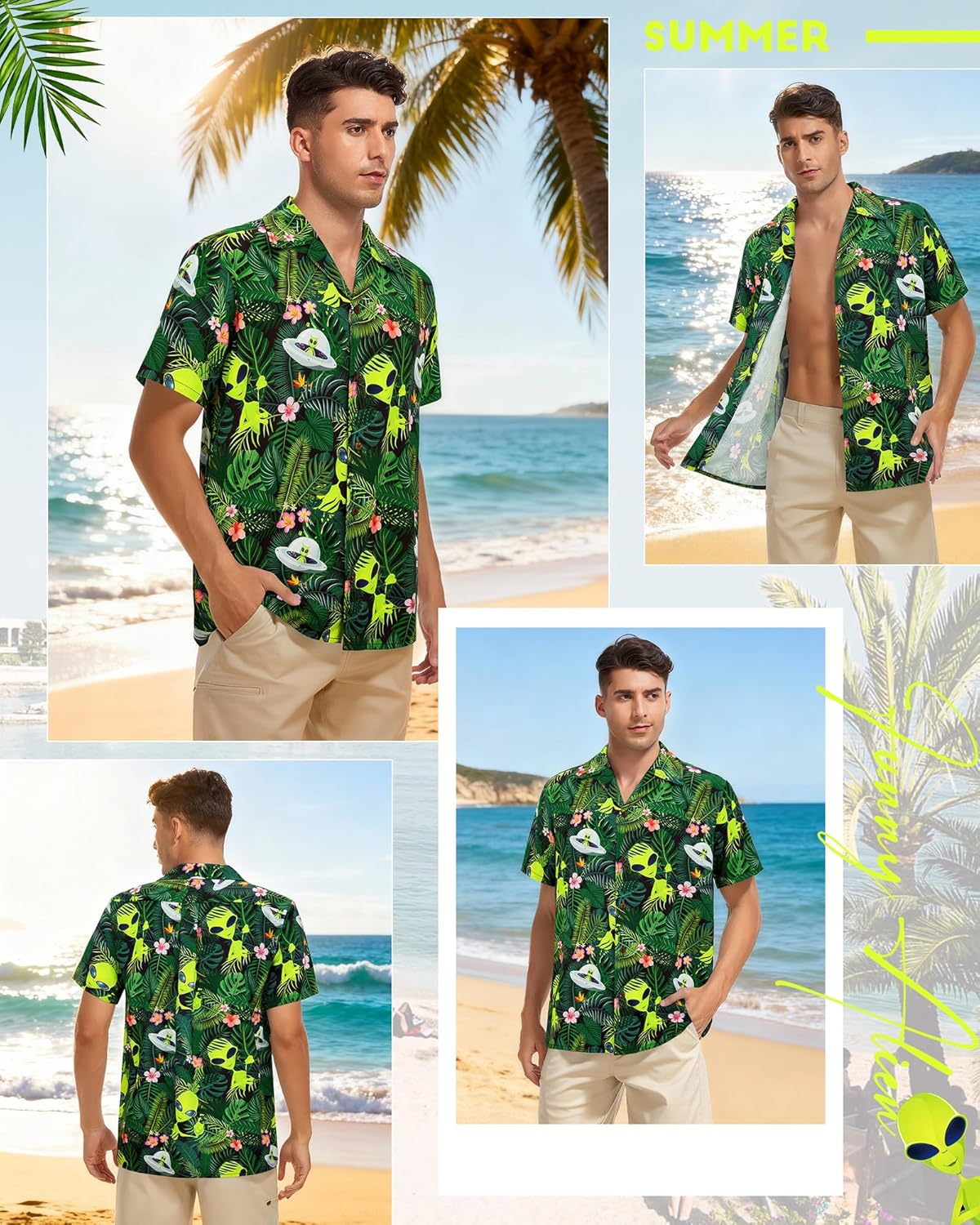Zando Funny Hawaiian Shirt for Men - Soft Crazy Animal Print Short Sleeve Outfit Top for Casual & Summer Beach & Party - Image 2