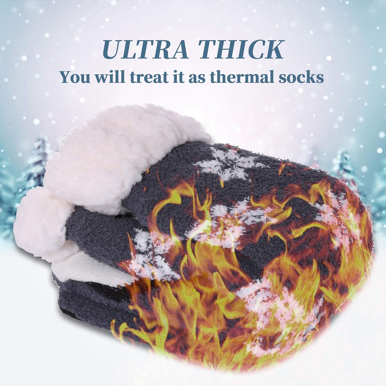 LANLEO Fuzzy Slipper Socks For Women with Grippers Winter Warm Thick Plush Fleece Lining Non Slip Animal Home Socks - Image 5