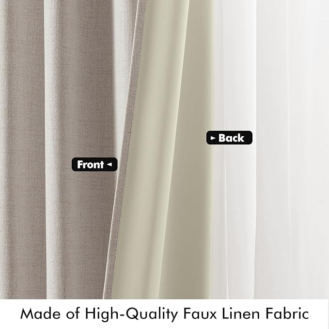 Cortinas Blackout 100% Lino MIULEE, Marfil, 42 x 84 Pulgadas, 2 Paneles miniatura 6