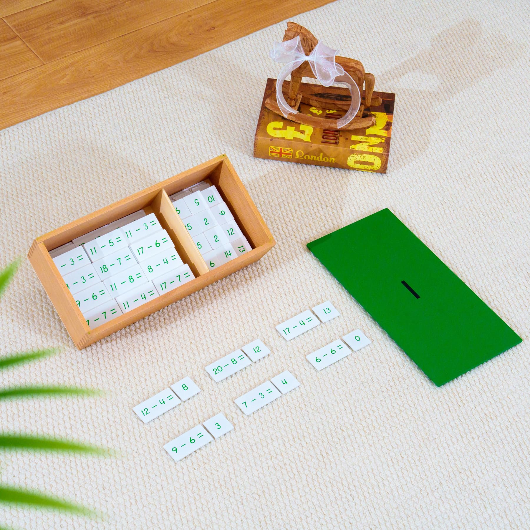 Montessori materiały matematyczne – drewniana zabawka edukacyjna do liczb i liczb, przedszkola i szkoły podstawowej, domowej i sali lekcyjnej od 3 lat (Montessori odejmowanie zadań)