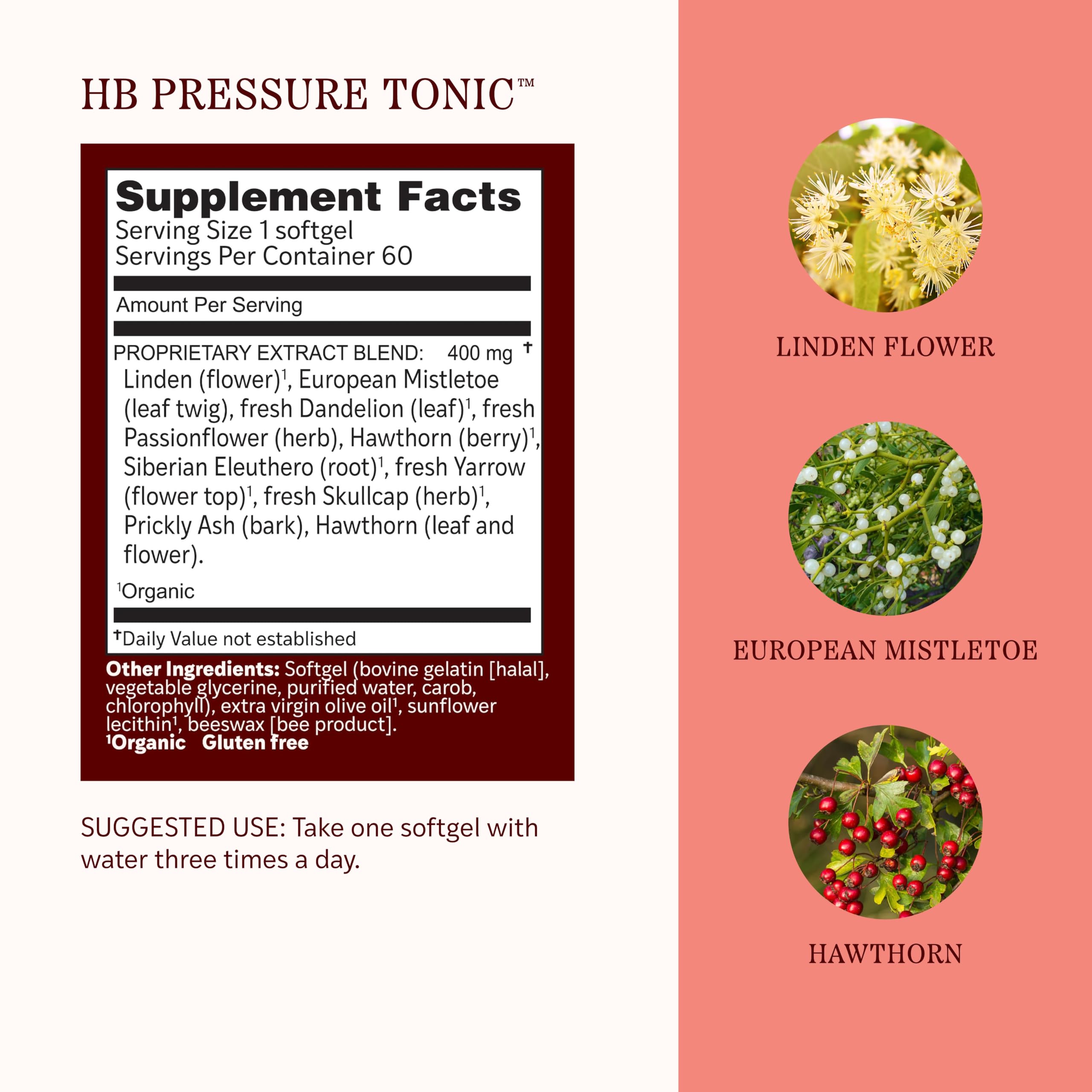 Herbs Etc. HB Pressure Tonic Softgels, Heart Supplement, Organic, 60 Count — Amazon image 4