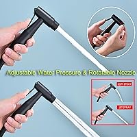 Vista 3 de Pulverizador de bidé de inodoro negro mate, accesorio rociador con manguera de acero inoxidable para higiene personal, rociador de inodoro de mano