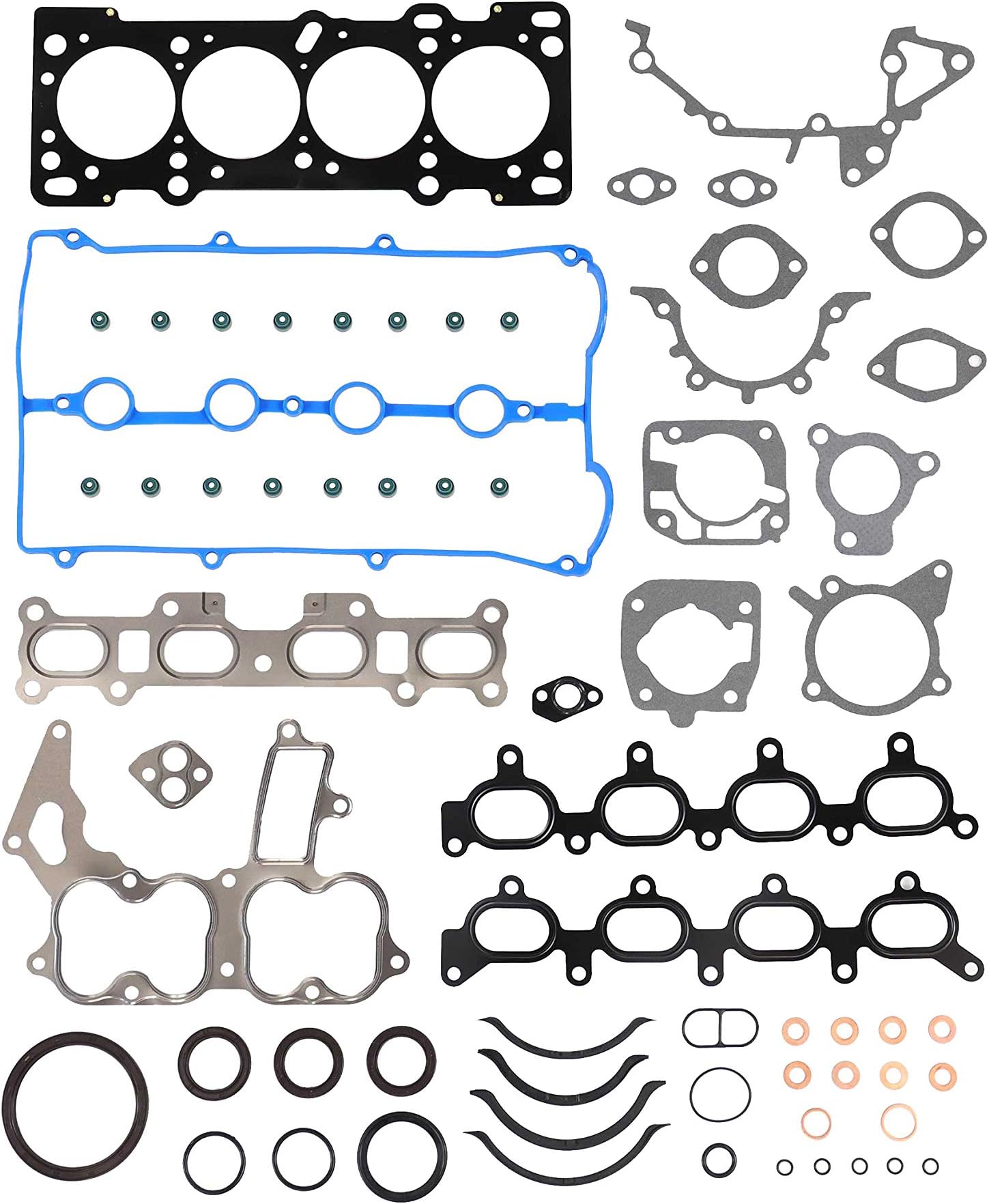 DNJ FGS4090 Full Gasket Set for 1990-2000 Ford, Mazda, Mercury Escort, Miata, Protege 1.8L L4 16V DOHC 112cid