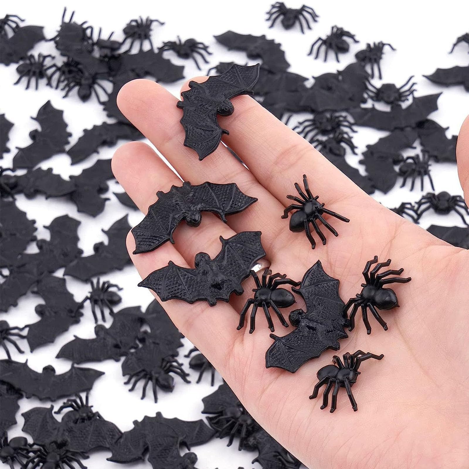 carotoe Miniature Halloween Bat Spiders Decorations Materials Realistic Look User Friendly Sturdy Holiday Party Supplies for Home School Event Bat Spiders Hanging Ornament