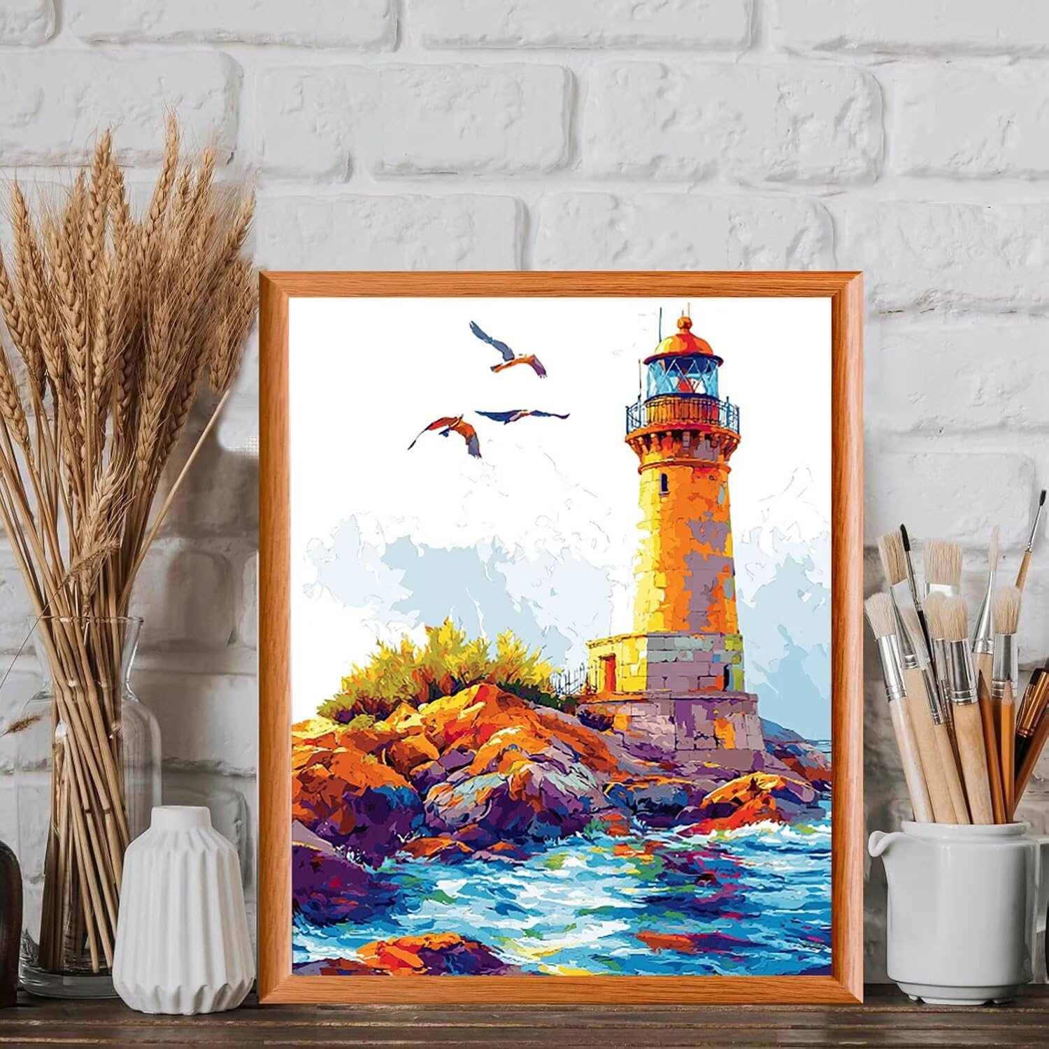 WEISHIWE Dipingere con i Numeri Adulti Faro, 60x80cm s-136 | Pittura a Olio Kit, fai da te Quadri da Dipingere Numerat, Adulti Bambini Hobby Creativi,Pittura Adulti Decora la Casa Regalo