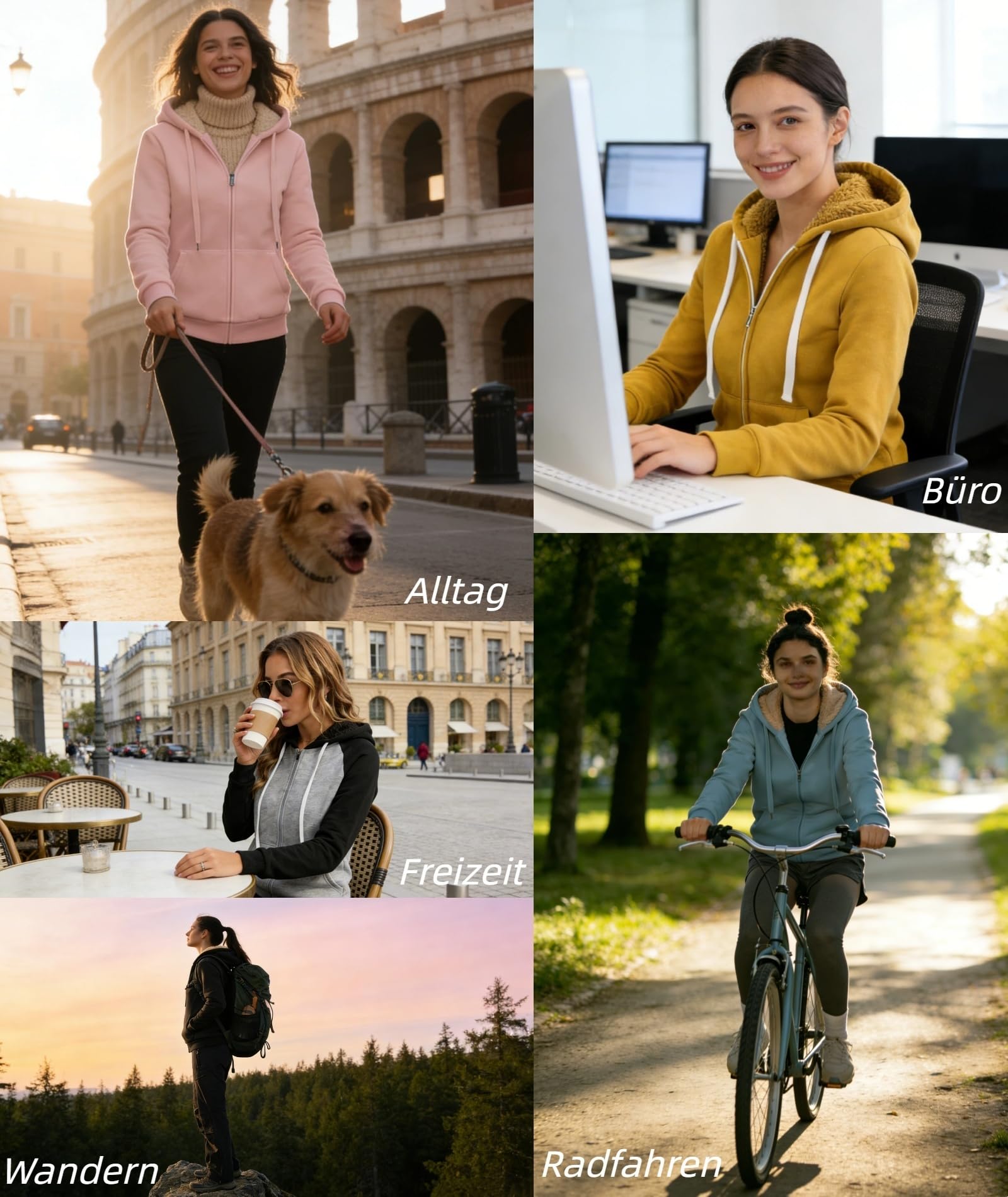 JACKETOWN Hoodie Veste Polaire Sweat à Capuche Femme avec Zip Veste à Capuche épaisse et Chaude Hoodies Sweatshirt Manches Longues Femme sportsweater Fleece Slim Fit Automne/Hiver