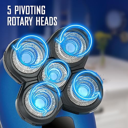 Miniatura 3 de Signature Series - Afeitadora de cabeza giratoria recargable en seco y húmedo con cuchillas de acero inoxidable, cepillo de limpieza/pulido y