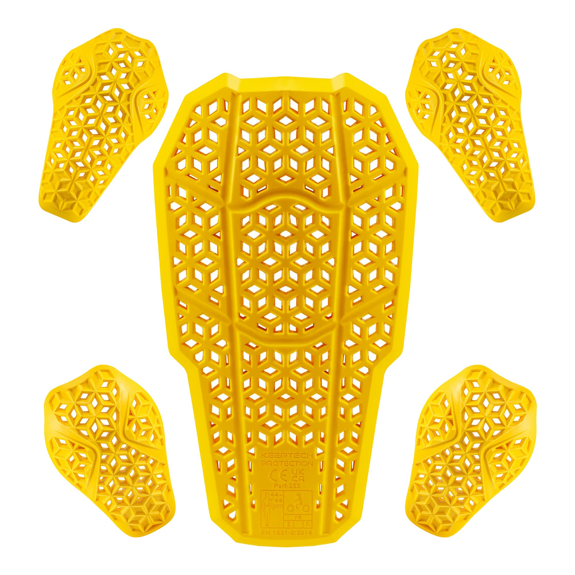 5 PC - CE Level 2 Certified Armor Pads, Level 2 Approved Back, Shoulder and Elbows Armor Protector Inserts for Motorcycle Jackets. (5 Pieces Armor Set