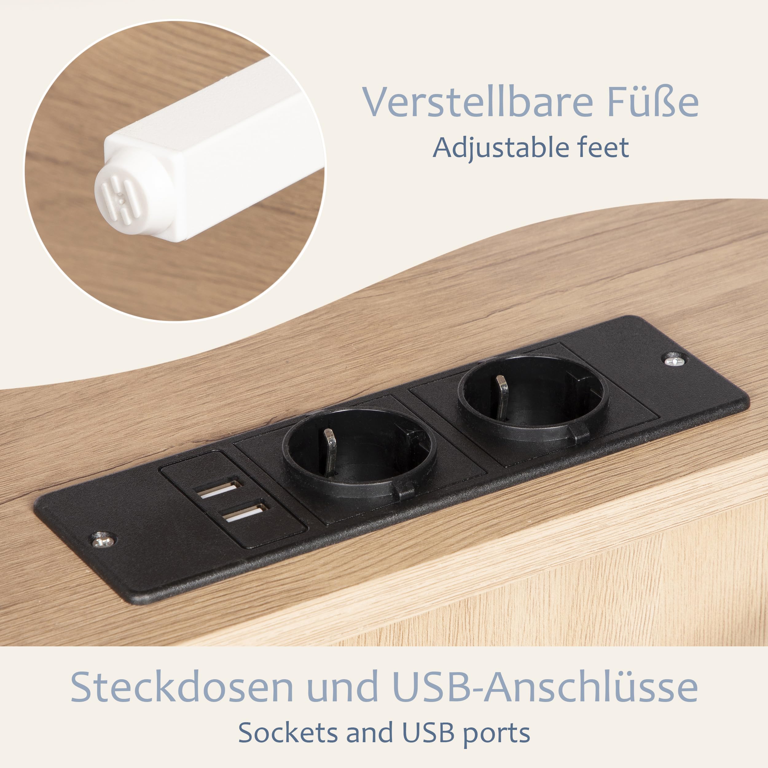 ONVAYA® Beistelltisch mit Steckdosen