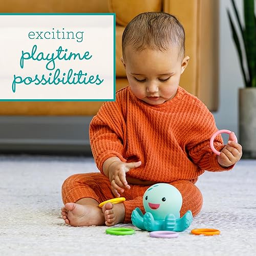 Miniatura 4 de Infantino Atrapasador de anillos iluminados: pulpo iluminador con cinco anillos de lanzamiento para habilidades motoras finas y gruesas en bebés y