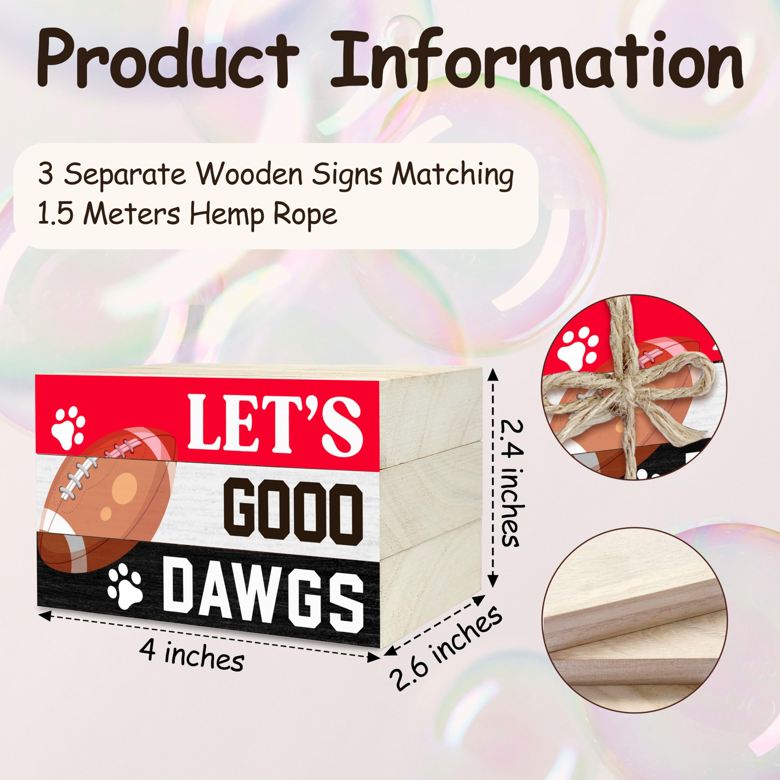 Football Decorative Book Stack for Farmhouse, Football Season Tiered Tray Decor, Sport Stacked Books Set, Let's Go Dawgs Wooden Book Decor for Boys Room Men Cave Garage Bar Table Shelf -09