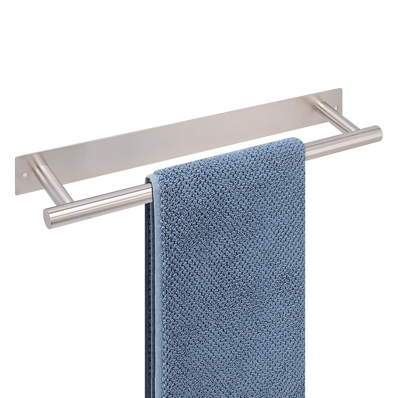 BathAce Self Adhesive Towel Bar, 16 Inch Round Towel Racks for Bathroom Wall Mounted SUS304 Stainless Steel Towel Hanger for Kitchen, No Drill or