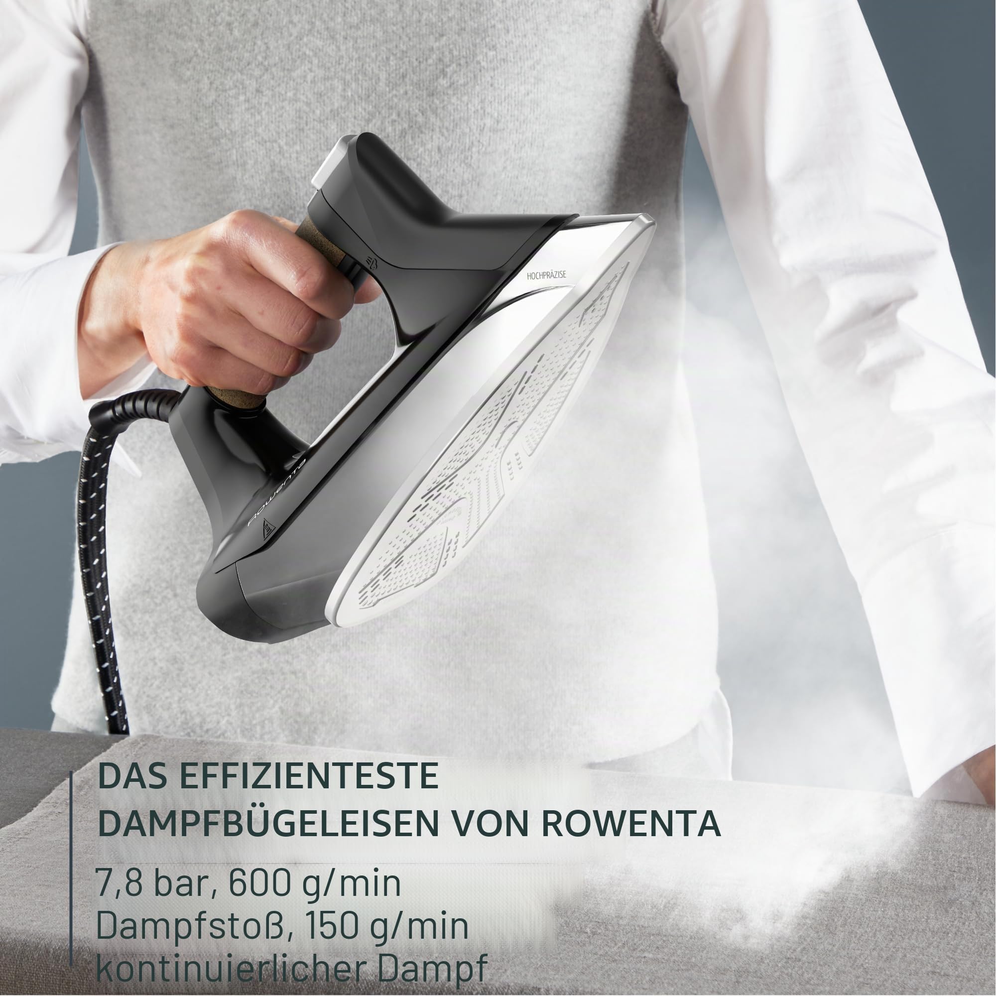 Rowenta Eco Steam Pro, Dampfstoß bis zu 600 g/min, Dampfabgabe bis zu 150 g/min, Energieeinsparung, umweltfreundliches Design, DG9661