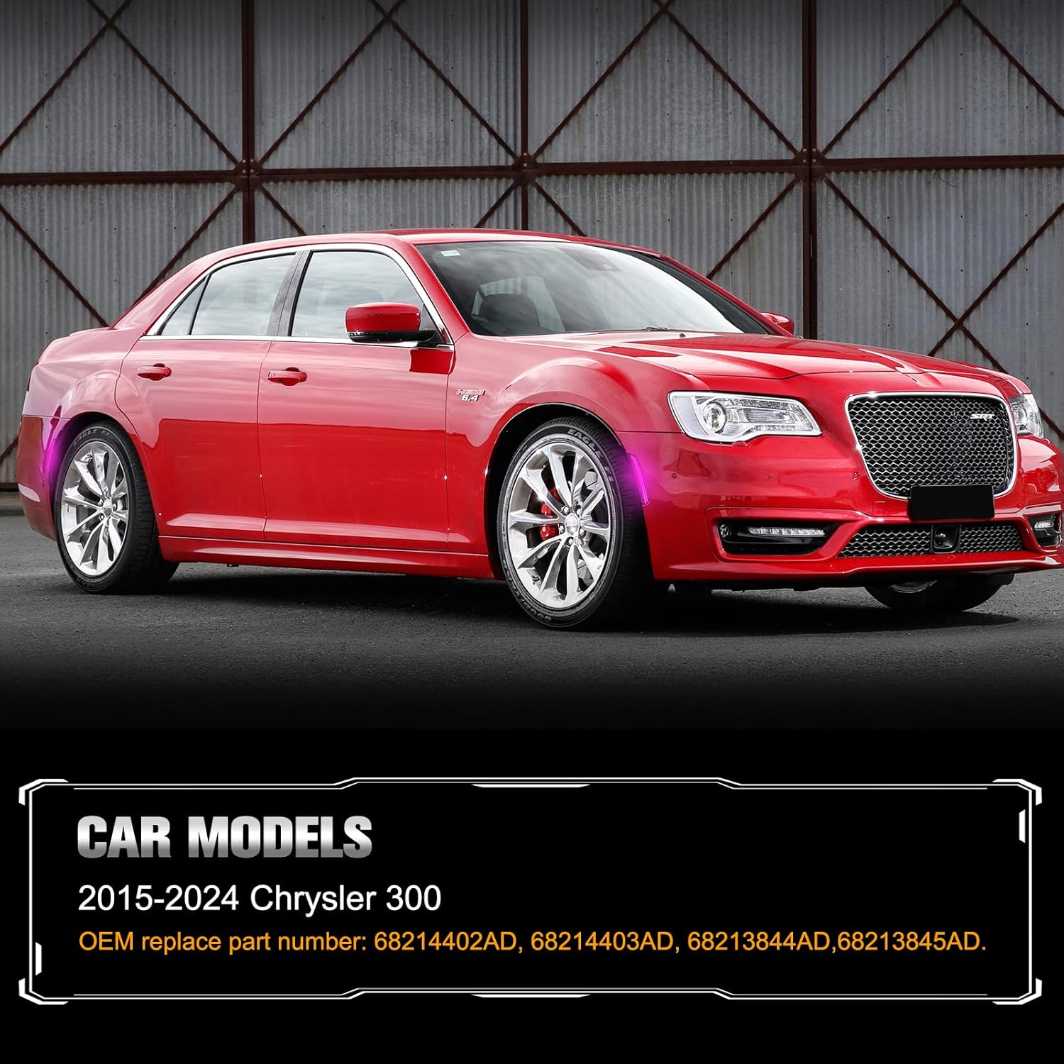 POPMOTORZ Front Rear Fender LED Side Marker Lights Compatible With 2015 2016 2017 2018 2019 2020 2021 2022 2023 2024 Chrysler300 LED Side Marker Lamps Smoked Lens Pink Purple 4 Pack