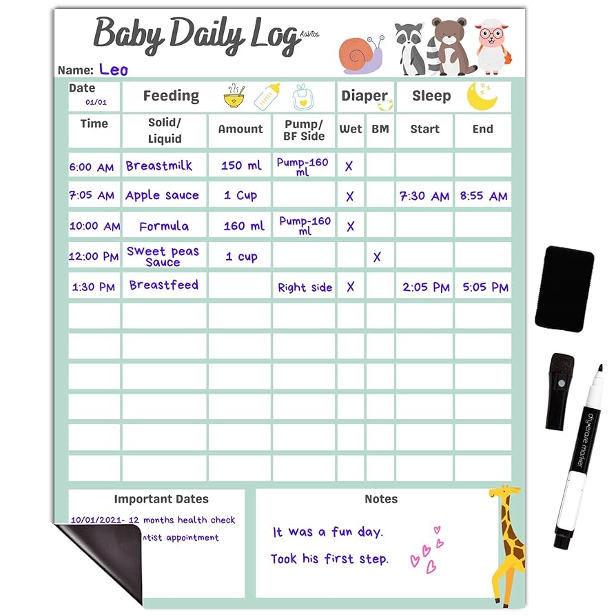 Amazon.com : Baby Daily Log Chart Dry Erase Whiteboard for Logging Daily Schedule for Newborns and Toddlers, Log Feeding, Diaper Change, Naps and Daily Activities, Board for Refrigerator, with Pen and Eraser : amazon-com-baby-daily-log-chart-dry-erase-whiteboard-for-logging-daily-schedule-for-newborns-and-toddlers-log-feeding-diaper-change-naps-and-daily-activities-board-for-refrigerator-with-pen-and-eraser