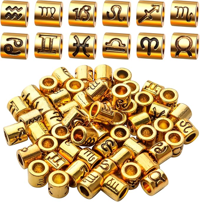 Hmjpng 60pcs Zodiac Signs Alloy Constellation Spacer Beads for Bracelet Necklace Jewelry Making