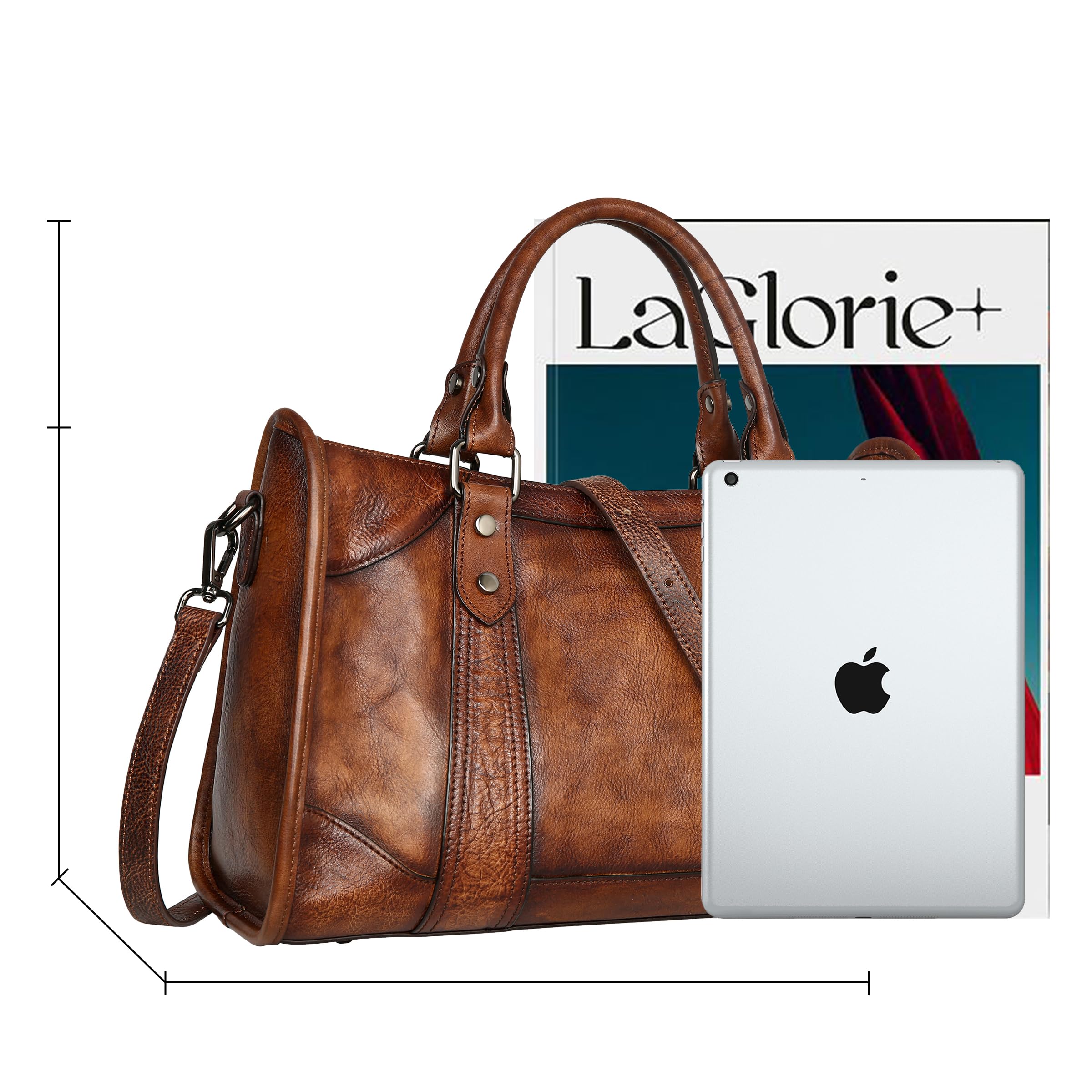 Iswee Genuine Leather Satchel Tote Bag Top Handle Handbag Satchel Purses Top Handle Handbag Designer