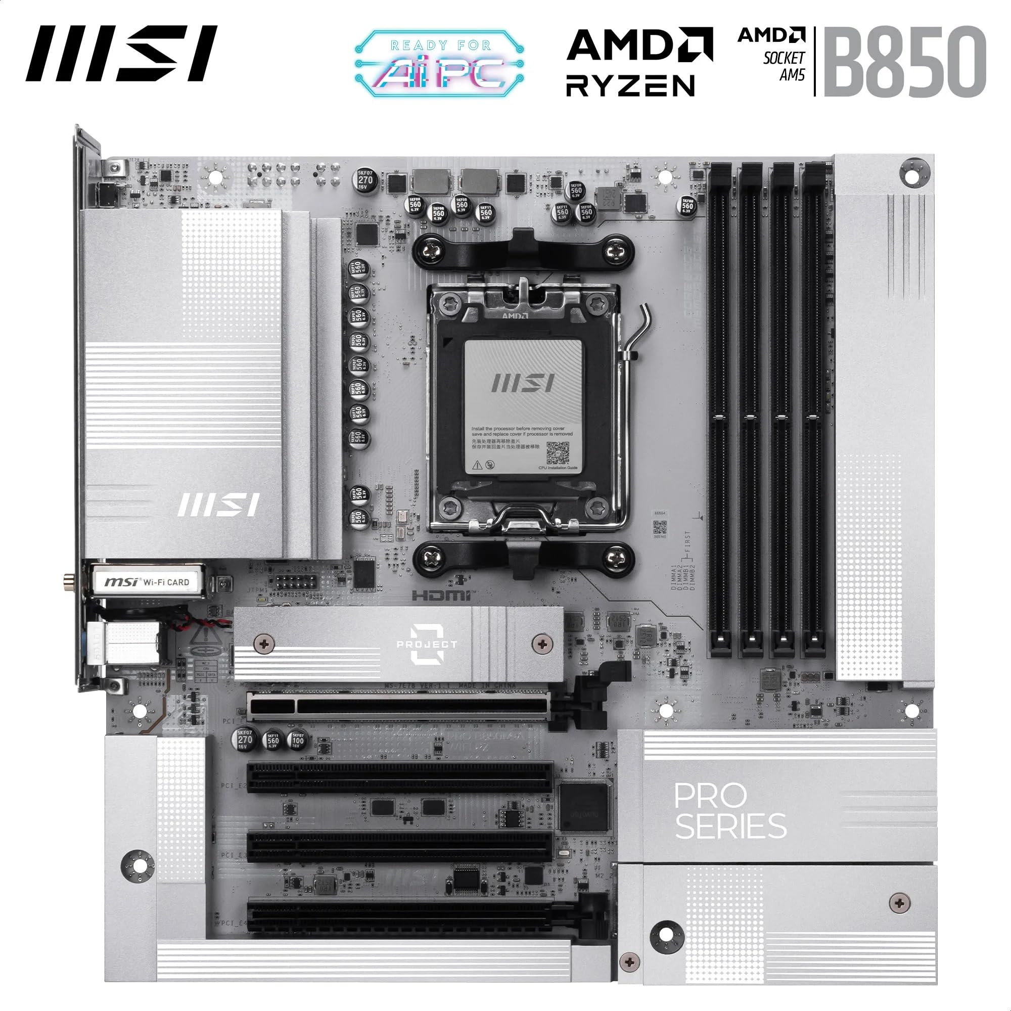 Image secondaire de Carte Mère MSI Pro B850M-A WiFi PZ pour Processeurs AMD Ryzen